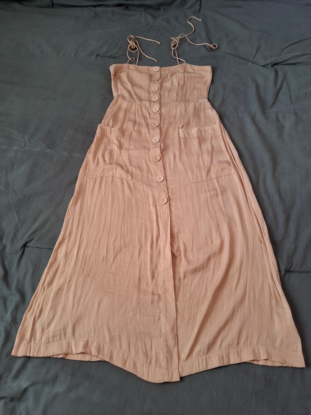 Blush Satin Tie Strap Wide Leg Jumpsuit Urban Outfitters S