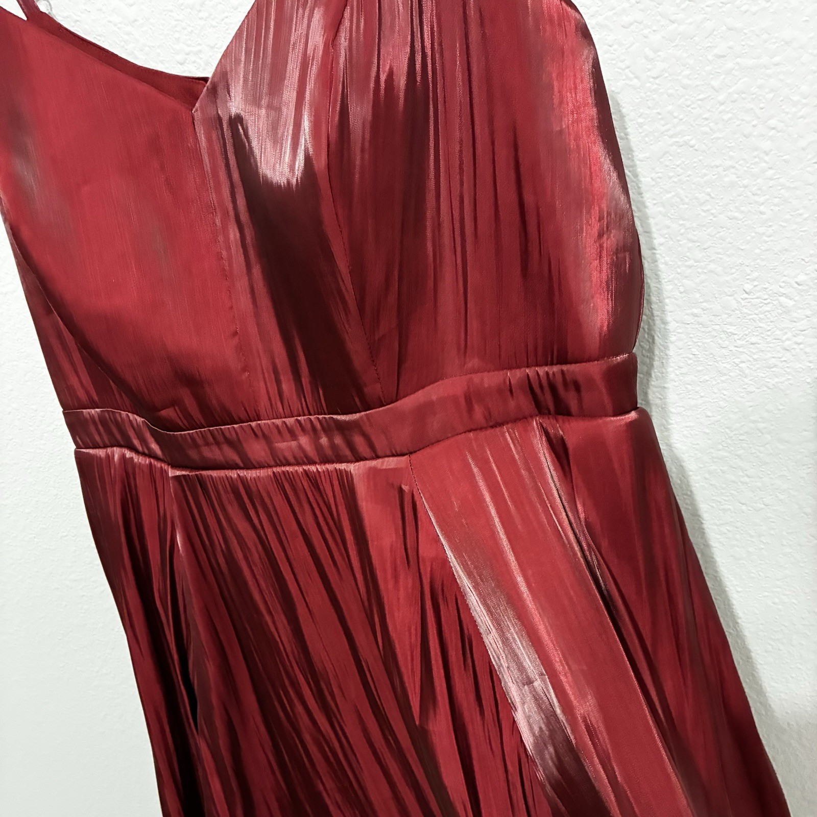 Torrid Dark Red Pleated Fit & Flare Dress 12 Mini V-Neck Spaghetti Strap