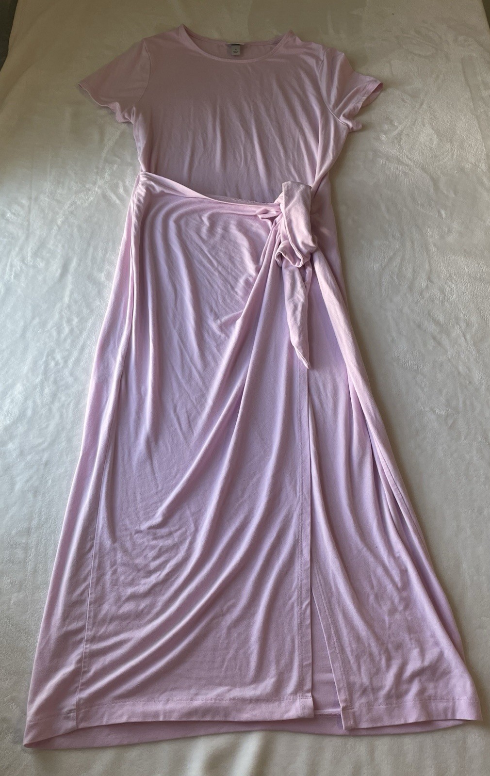 A New Day Short Sleeve Tie Maxi Boho Wrap Dress Pink Medium Stretch Summer