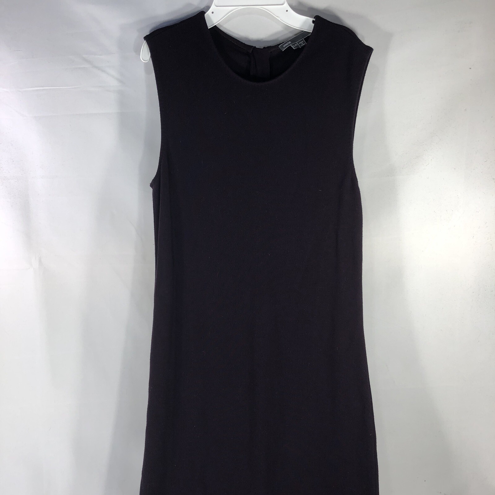 VINCE DRESS WOMENS LARGE DARK PURPLE ZIP BACK VISCOSE POLYAMIDE ELASTANE BLEND