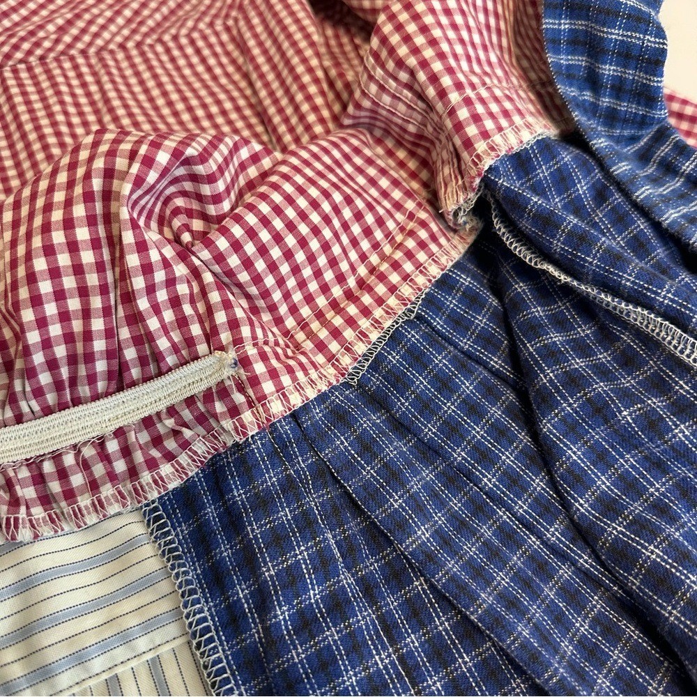 Goddess Rags Artist Made Upcycled Shirtdress Sz M Gingham Patchwork Textile