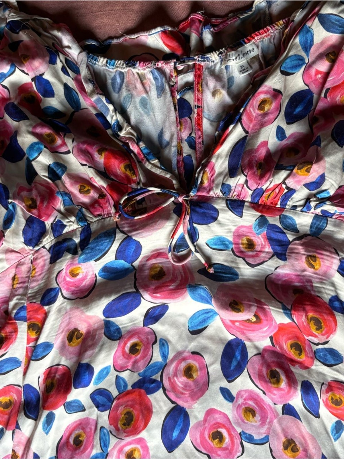 For Love & Lemons Floral Dress- Size 2X- Pink Blue & White- Plus Size Maxi Dress