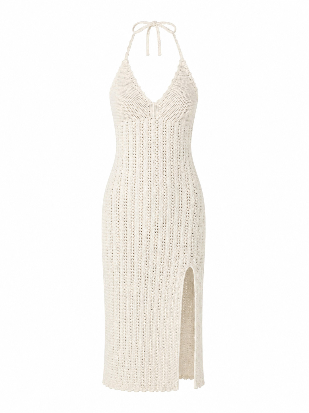 Aritzia Evie Midi Dress Pointelle Cotton in Light Birch Size S