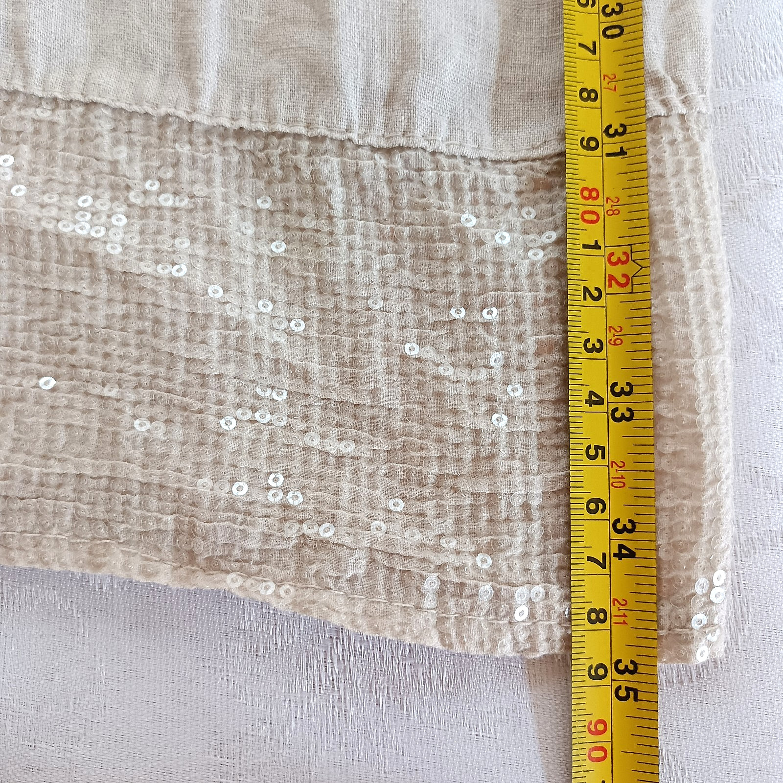 Blu Orchid Made In Italy Linen Sequin Detail Mini Dress sz S Oatmeal