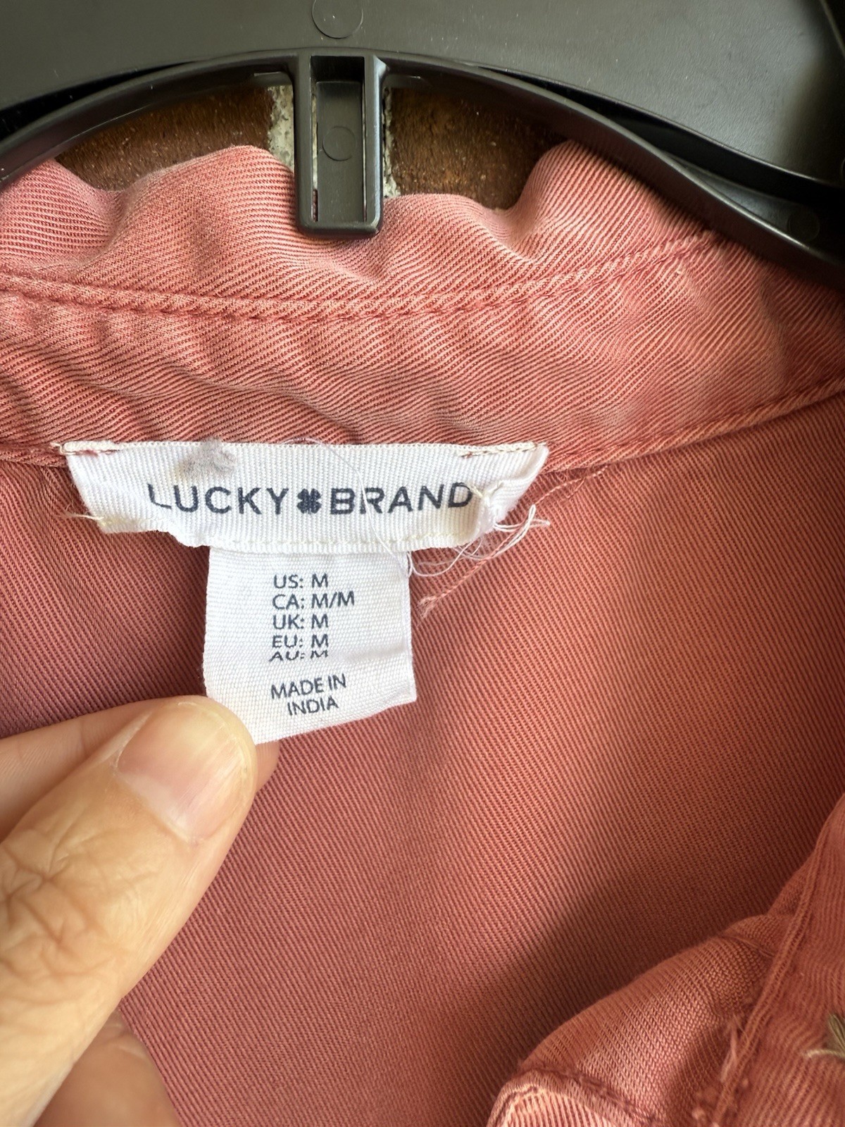 Lucky Brand M Salmon Lyocell Twill Shirt Dress Short Sleeve Button Front Pockets