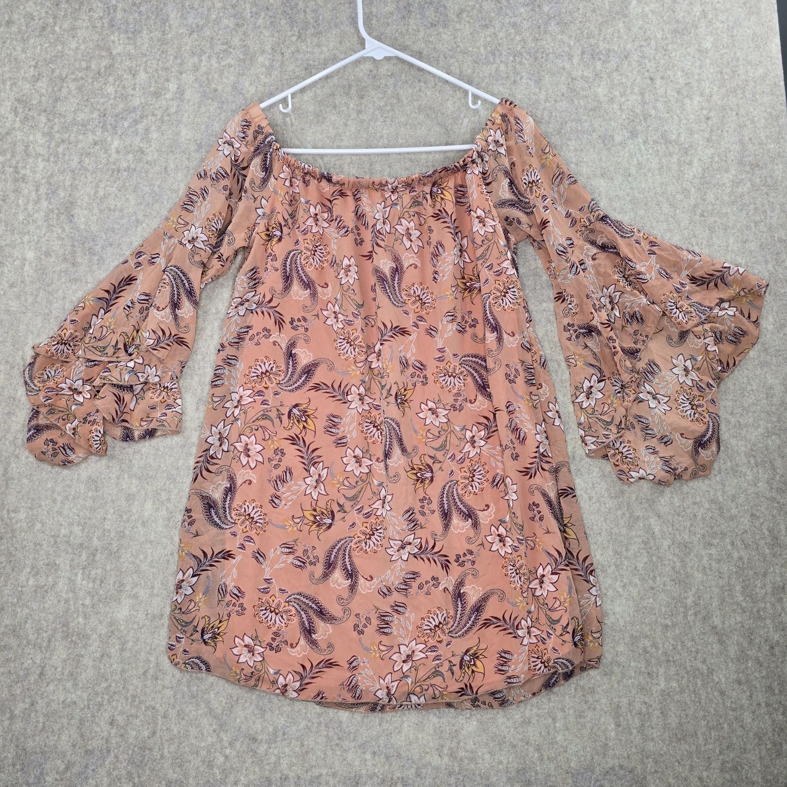 Rue21 Womens Off-The-Shoulder Floral Dress Pink Multi-Color Lightweight Polyeste