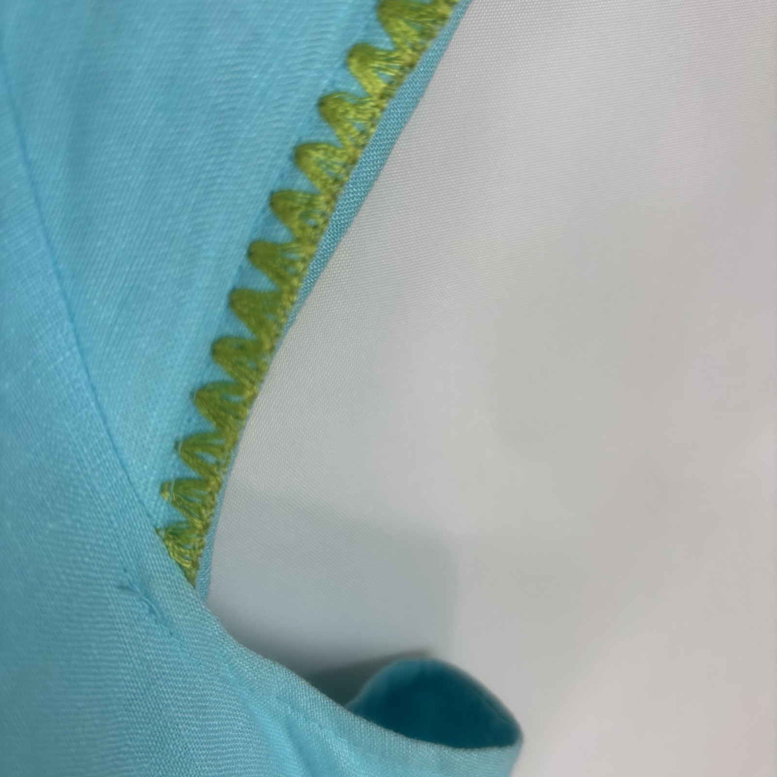 Paraphrase Womens 16 Teal Cap Sleeve Linen Shift Sheath Lined Dress EUC