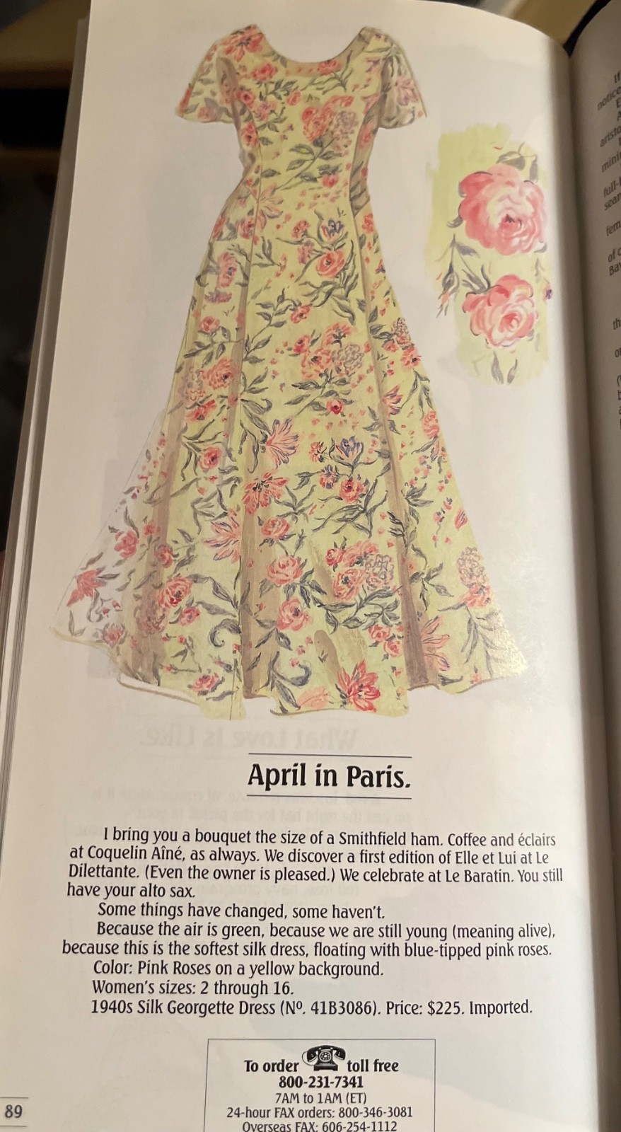 Vintage J Peterman April in Paris Silk Dress Size 4 Bust 34-35