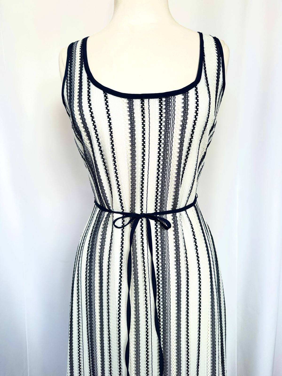 SAM EDELMAN CROCHET STRIPE MIDI COASTAL NAUTICAL PARTY DRESS NEW SzM