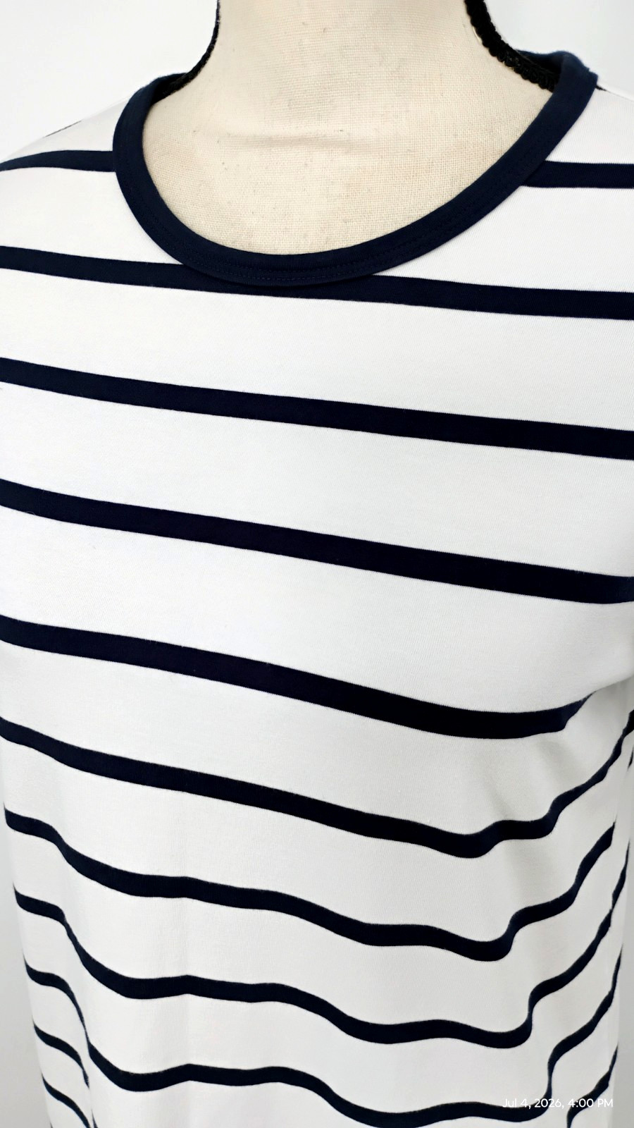 NEW Athleta Essential Tee Dress Winona Navy Stripe Stretch Size Small