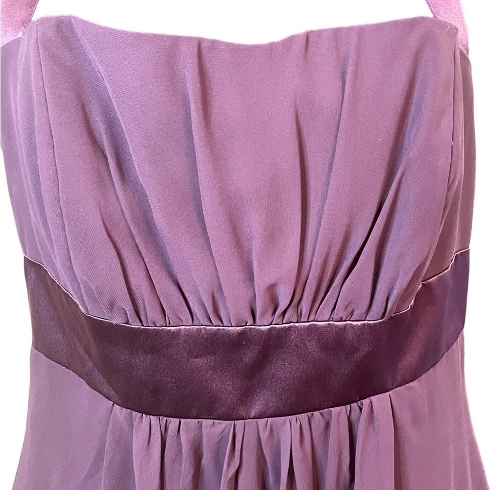 Alfred Angelo semi strapless formal knee length dress, eggplant color, size 10