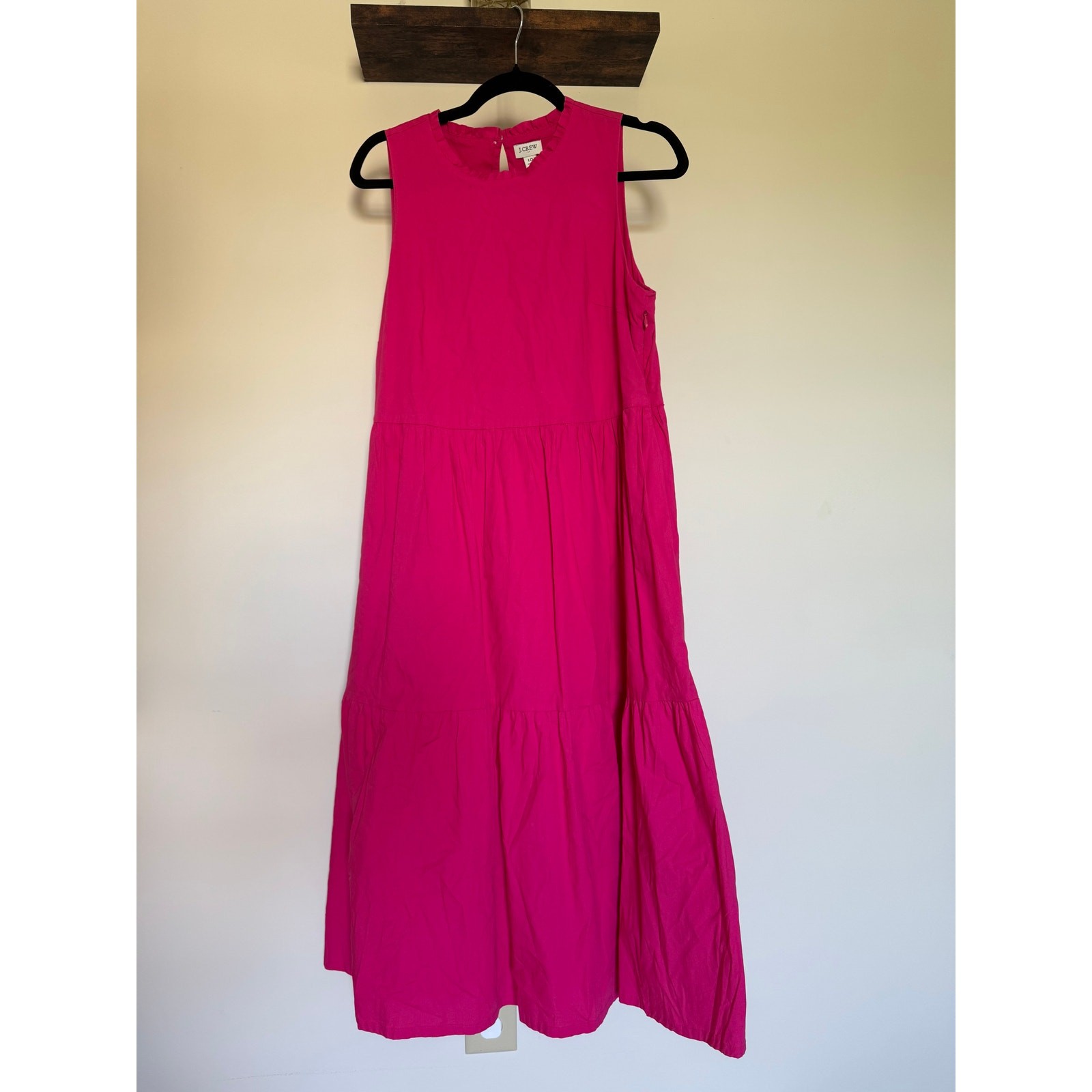 J.Crew Bright/Hot Pink Tiered Midi Dress Size 10