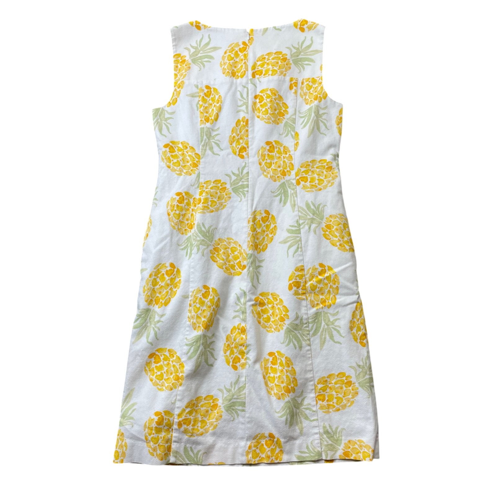 Brooks Brothers 4 Pineapple Summer Shift Dress Cotton Blend Yellow White