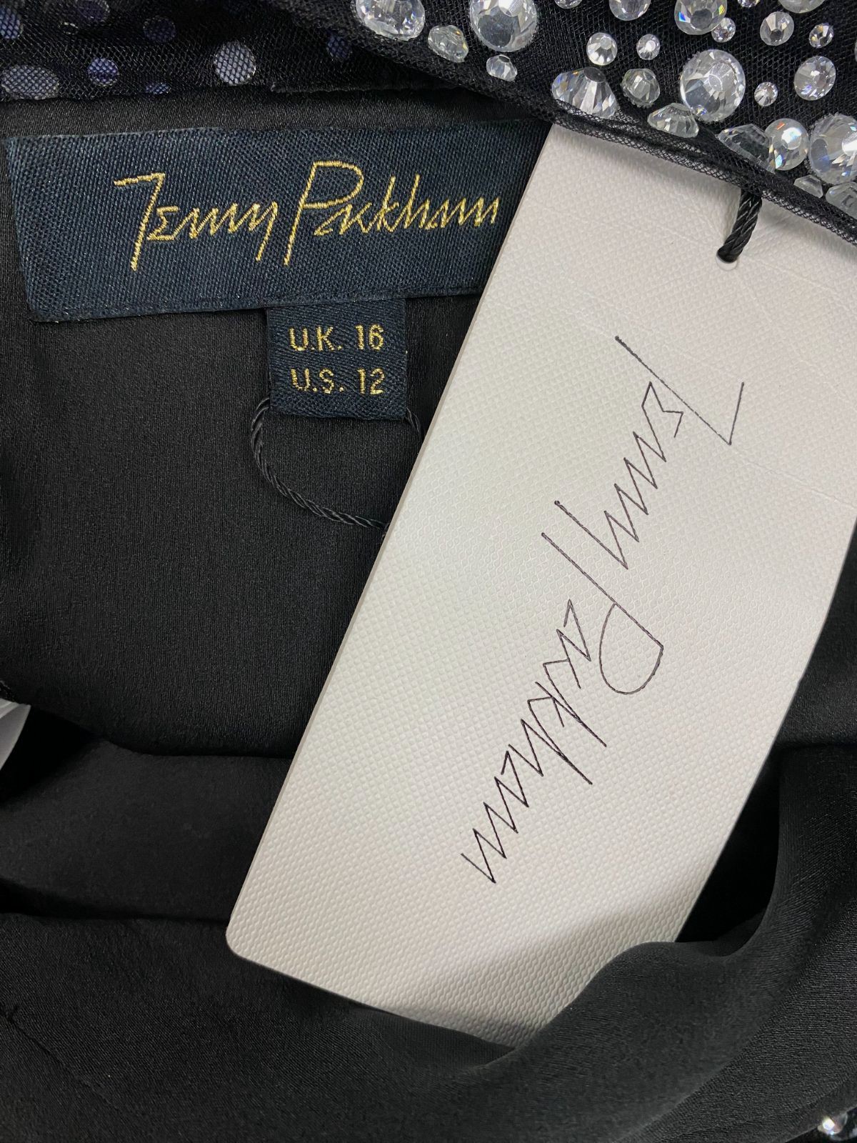 Jenny Packham Women’s Black Calypso Off-The-Shoulder Dress Size 12