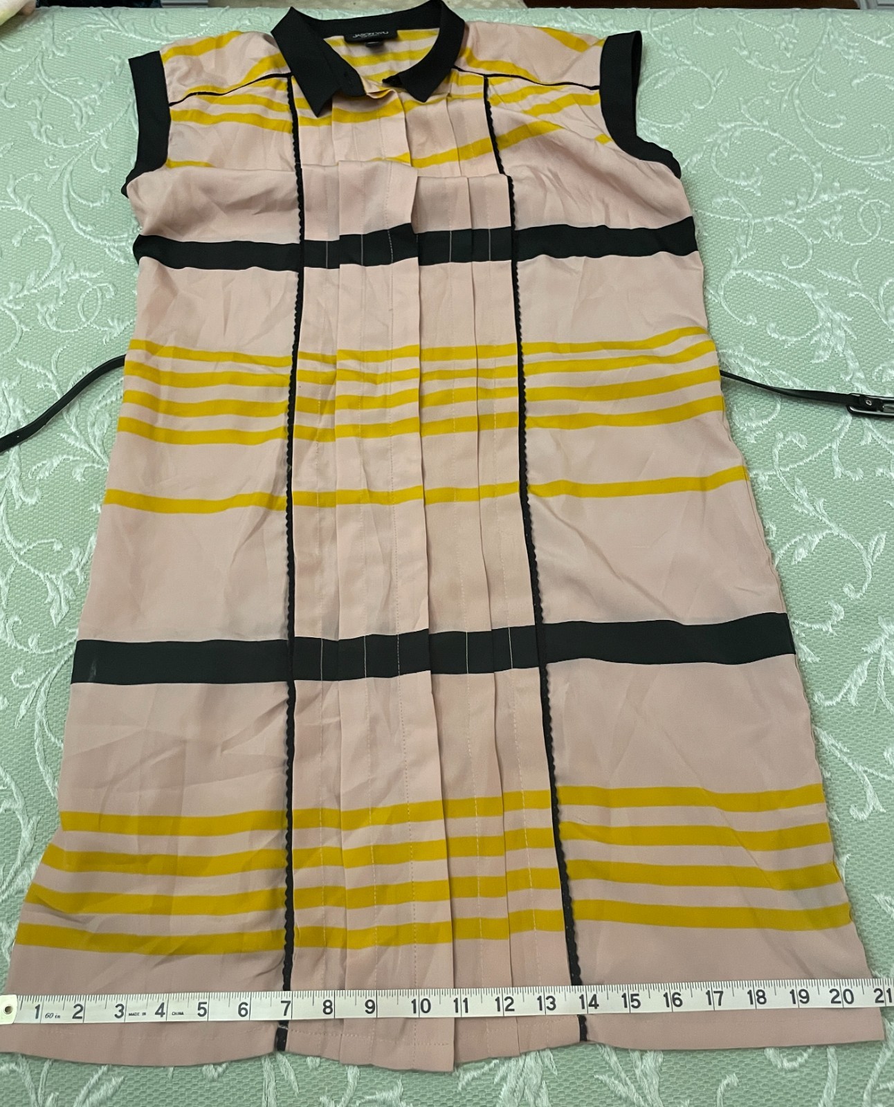 Jason Wu For Target Pleated Shift Mini Dress Women’s M Striped Collared Belted