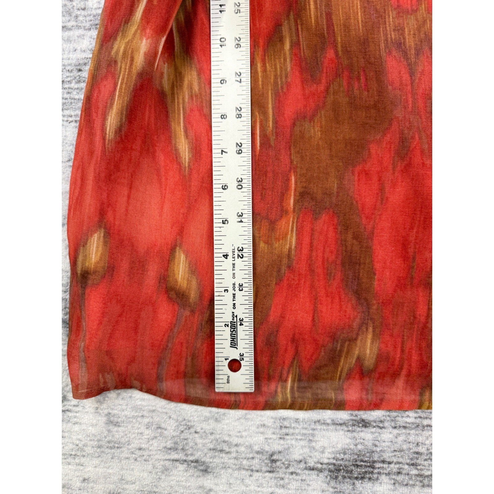 Banana Republic Heritage Ikat Print Split Neck Dress Gold Bar Detail Rust Size 2