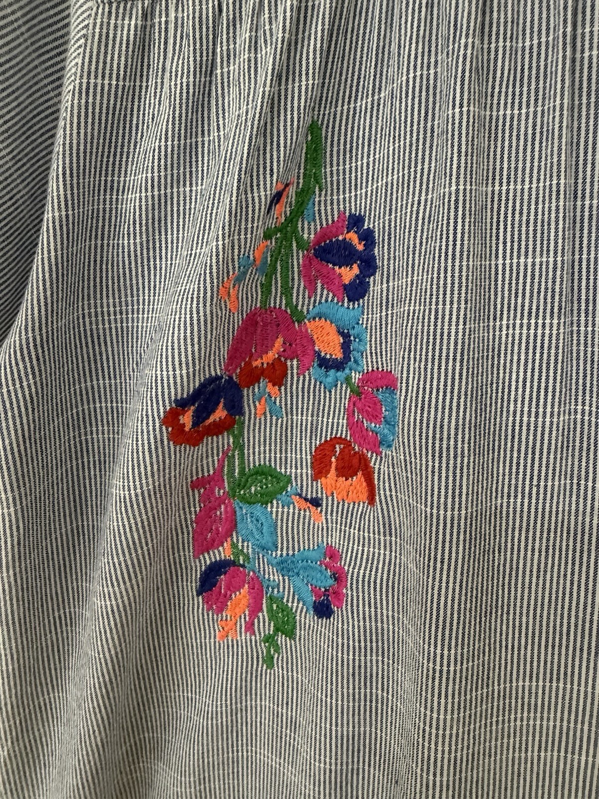 Light Blue Embroidered Floral Mini Dress 3X 100% cotton. D034