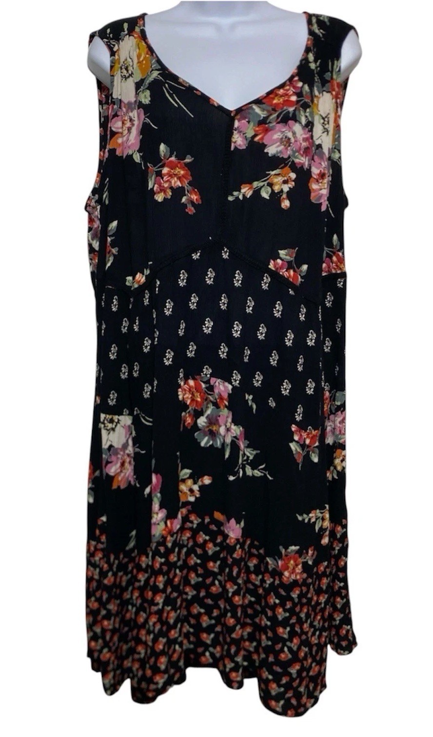 Bila Patchwork Dress Women Size XL Asymetrical Hem Boho Cottage Hippie Feminine