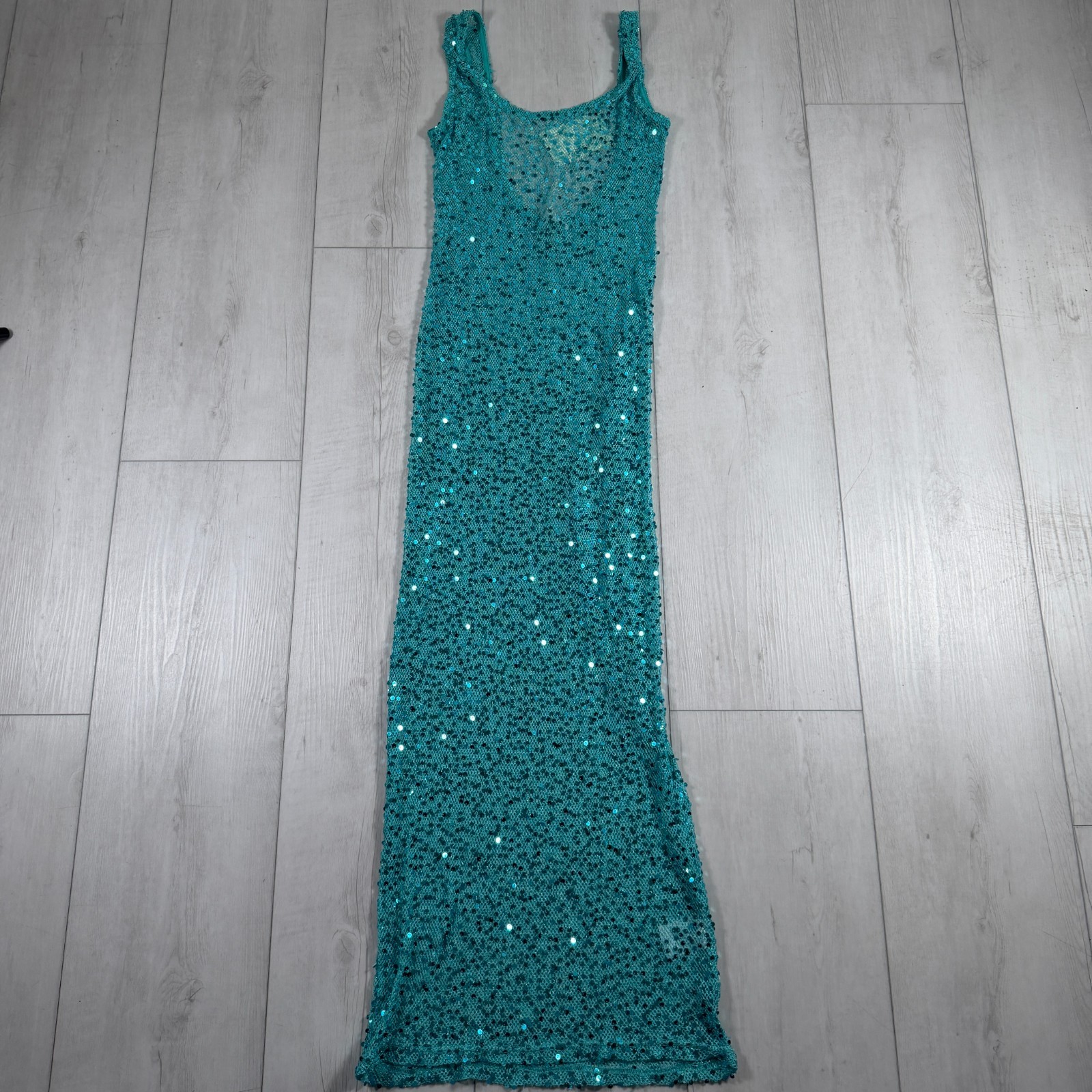 NWT Peppermayo Women’s XS Sequin Blue Maxi Dress Summer Travel Beach
