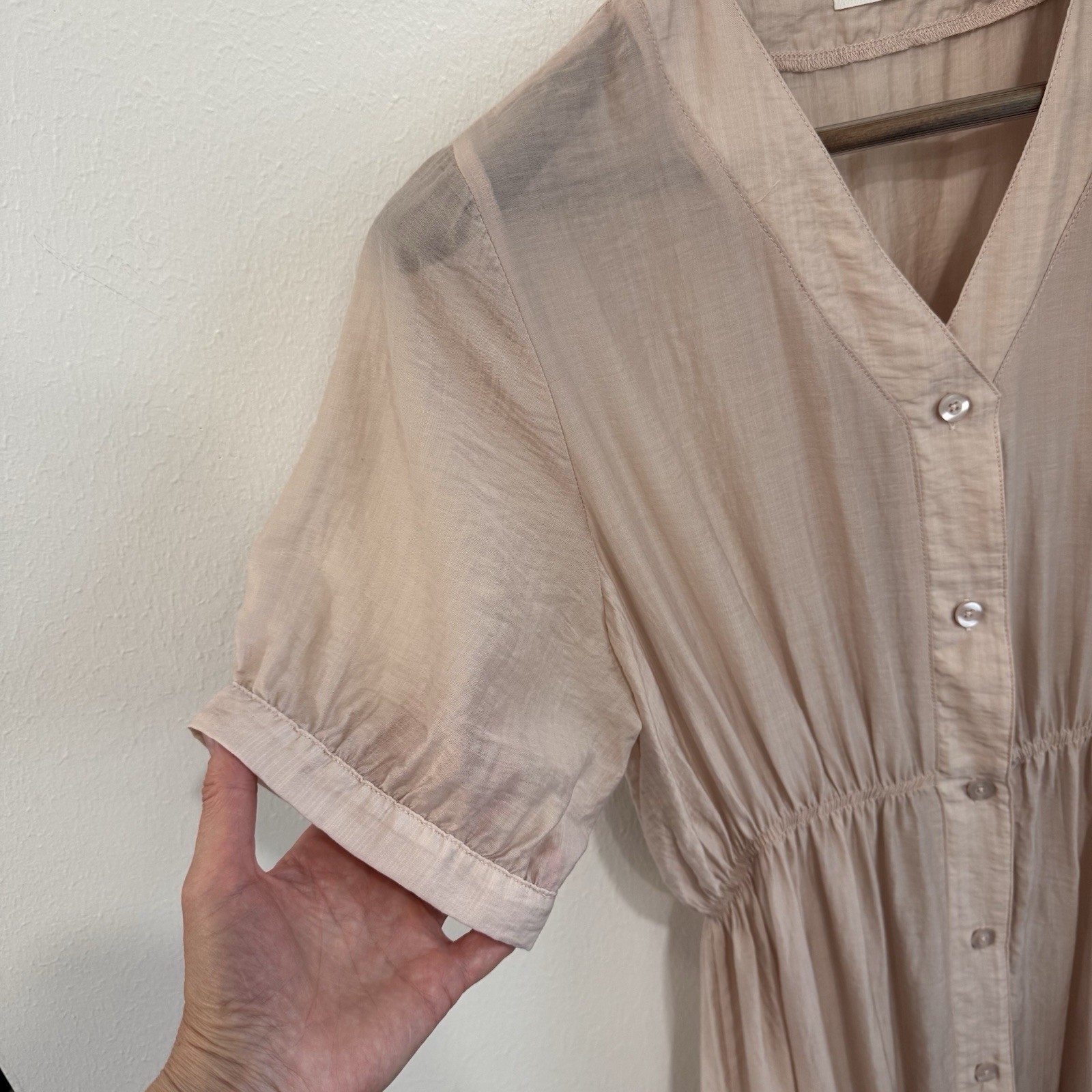 MOD REF Blush Pink Tencel Midi Dress Minimalist Resort Cottagecore