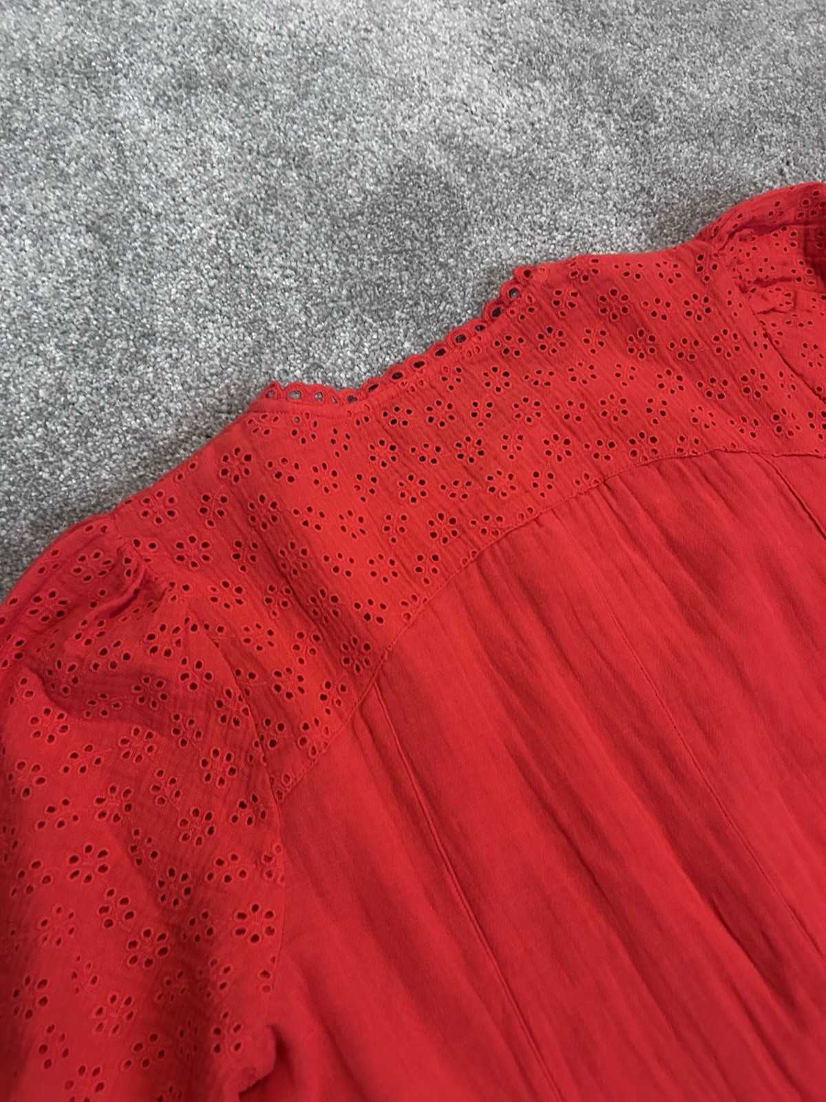 ME+EM Poppy Red Embroidered Cheesecloth Swing Mini Dress UK 8 New Without Tags