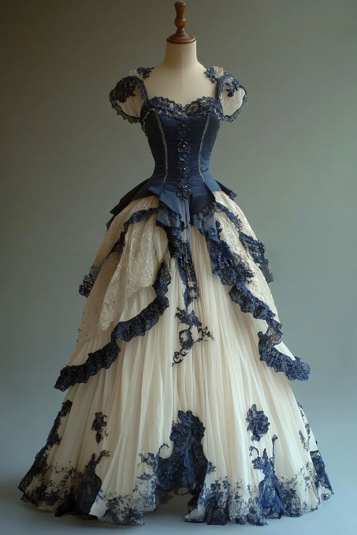Vintage Victorian Fantasy Evening Gowns Corset Lace Appliques Pleated Prom Dress