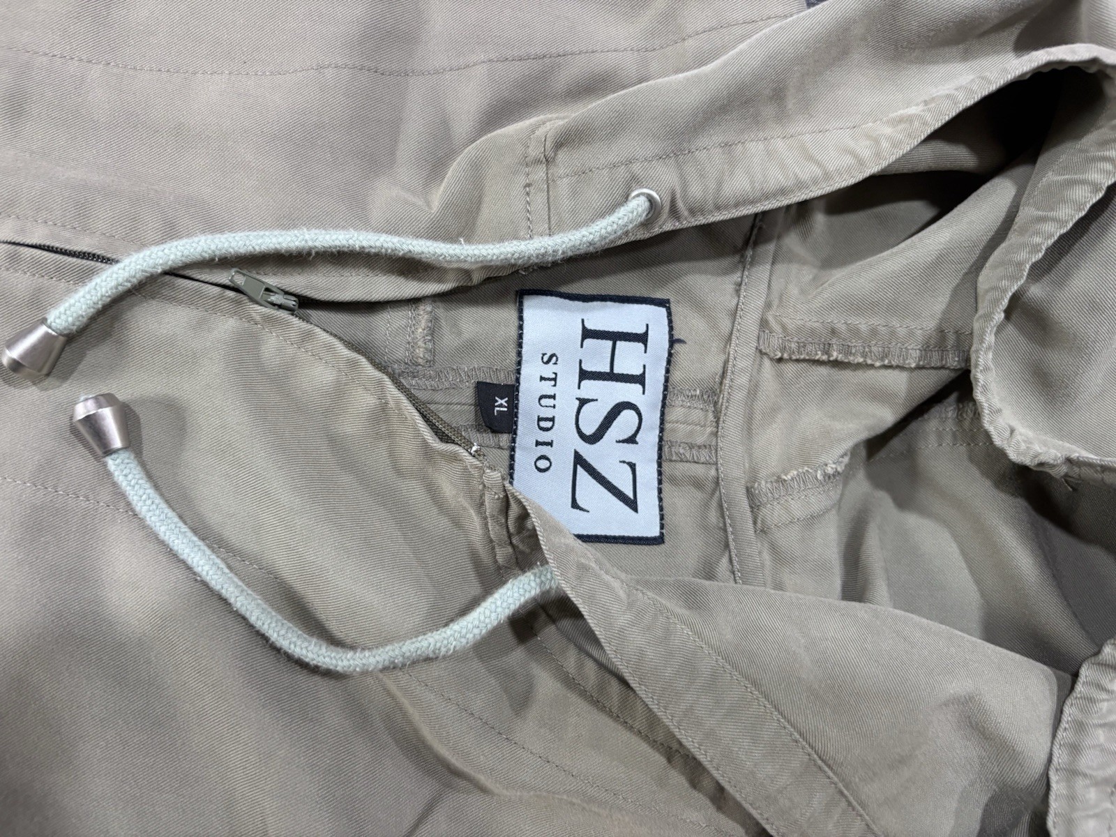 HSZ Studio Vintage Zip up Sleeveless Hooded Dress Olive Green Xl