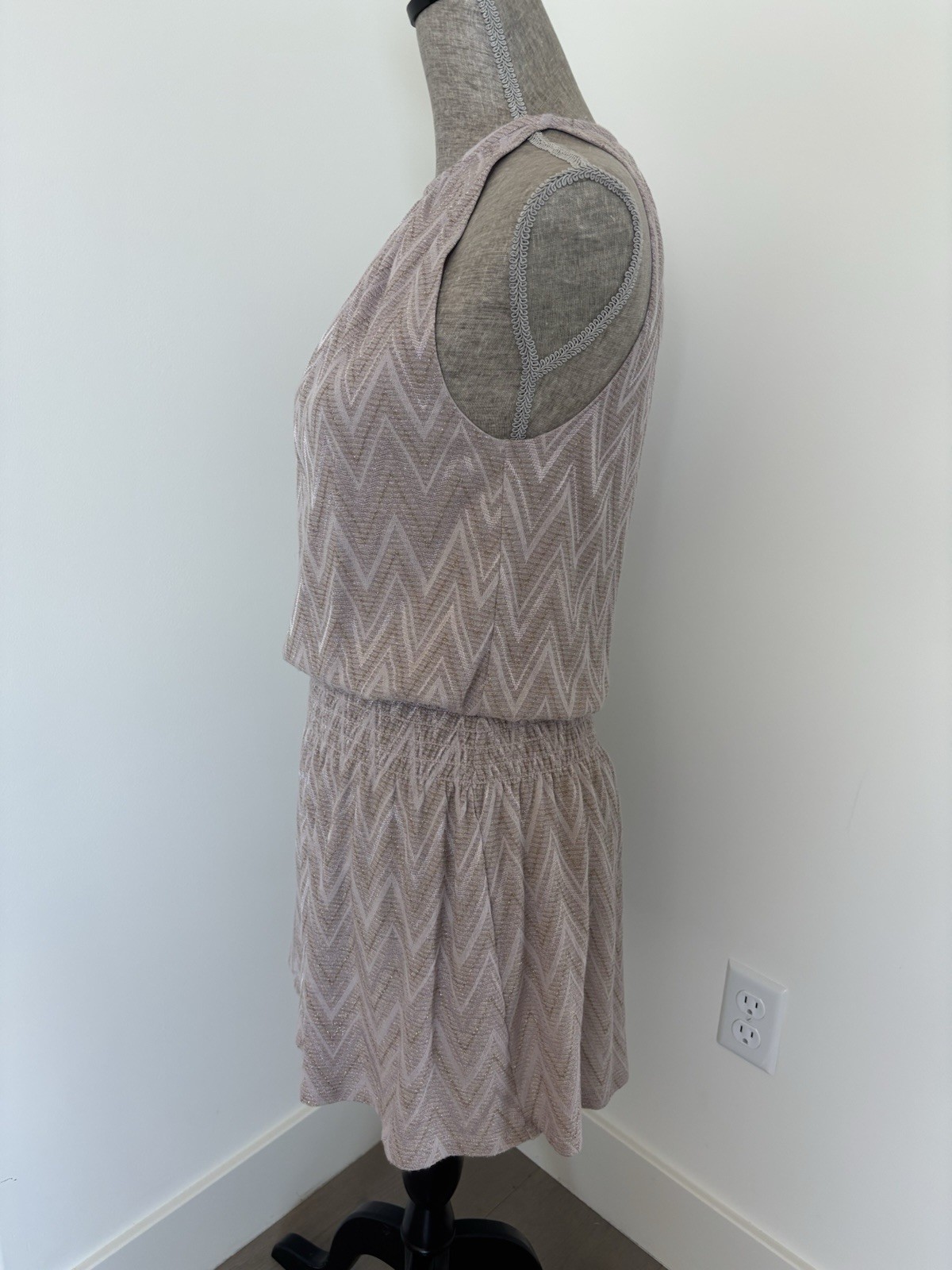 New Ramy Brook Chevron Zig Zag Halter Purple Dress Size XXS 00 LINED