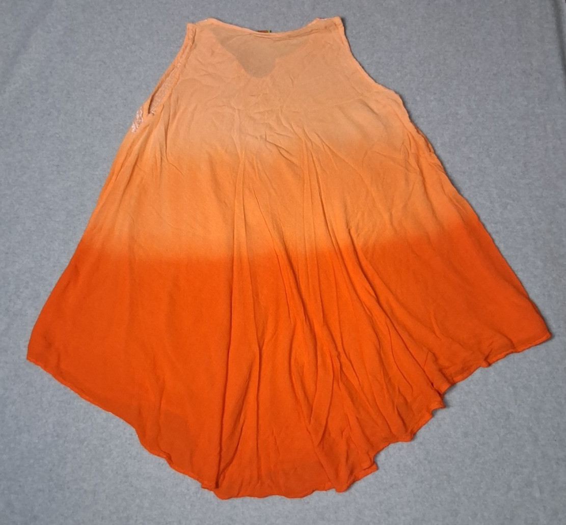 Whispers Embroirdered Ombre Tunic Cover Up Dress Free Size Gradient Orange Boho