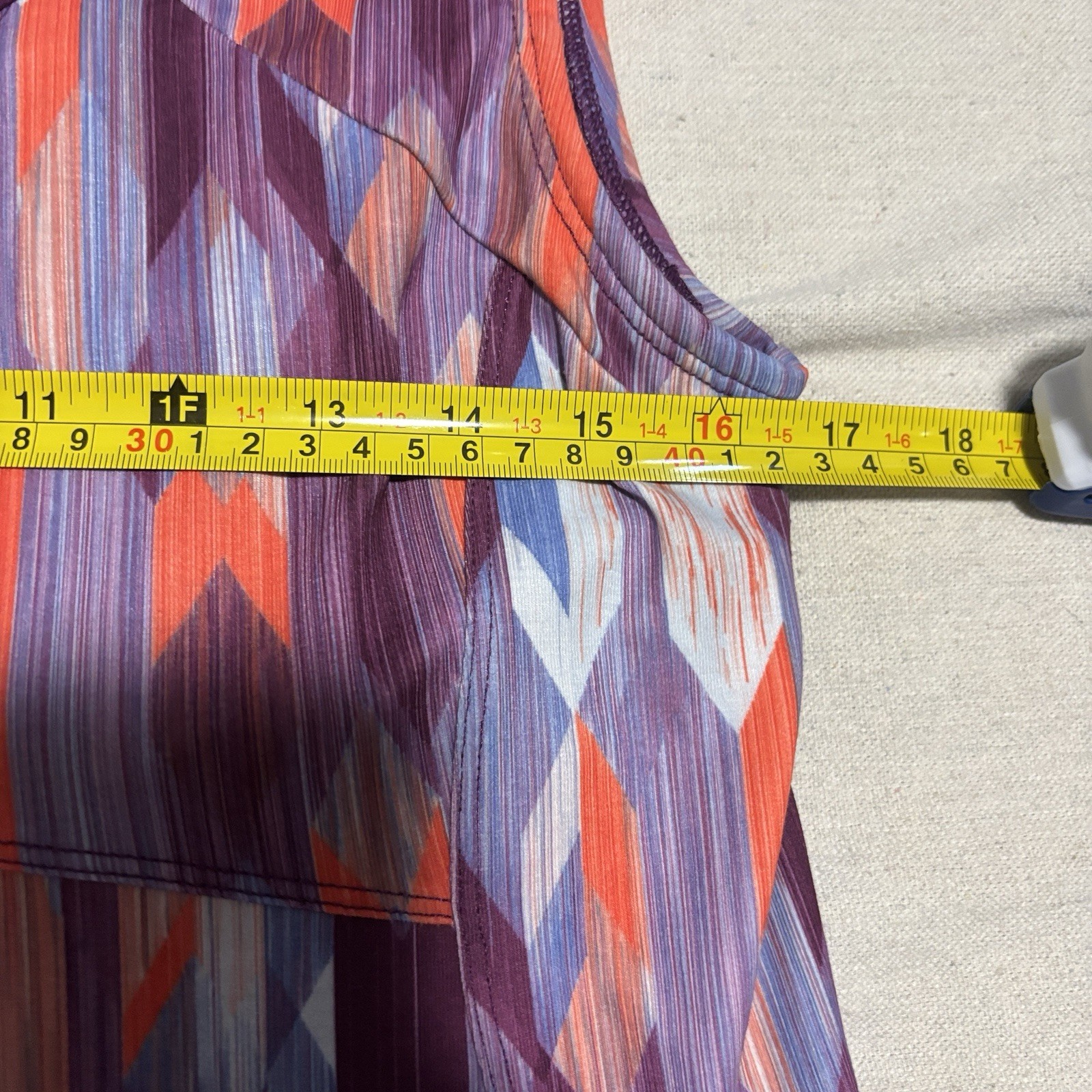 Prana Calico Athletic Dress Grapevine Gemstone Open Back Shelf Bra Pocket Size L