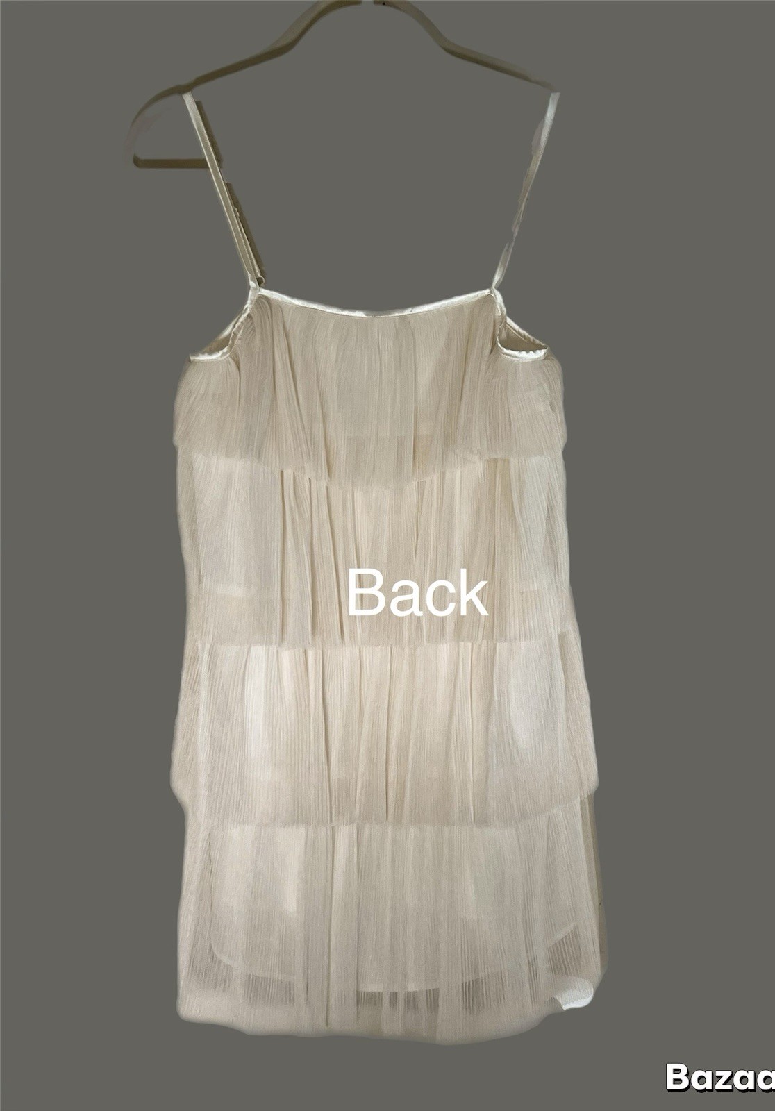 Idem Ditto Women’s Formal Sleeveless Ruffle Mini Dress Size Small Cream Chiffon
