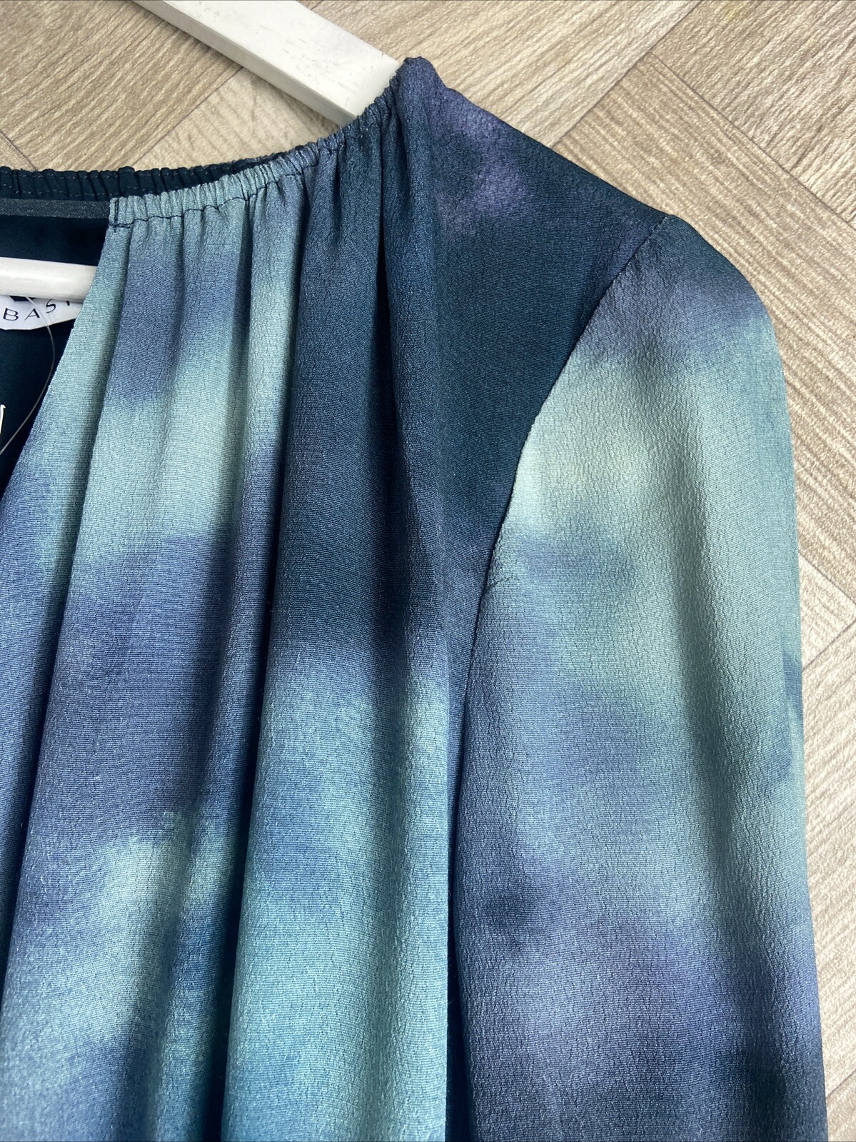 Fig & Basil Blue/Green Ombré/Dye Print Long Sleeve Dress 12 New