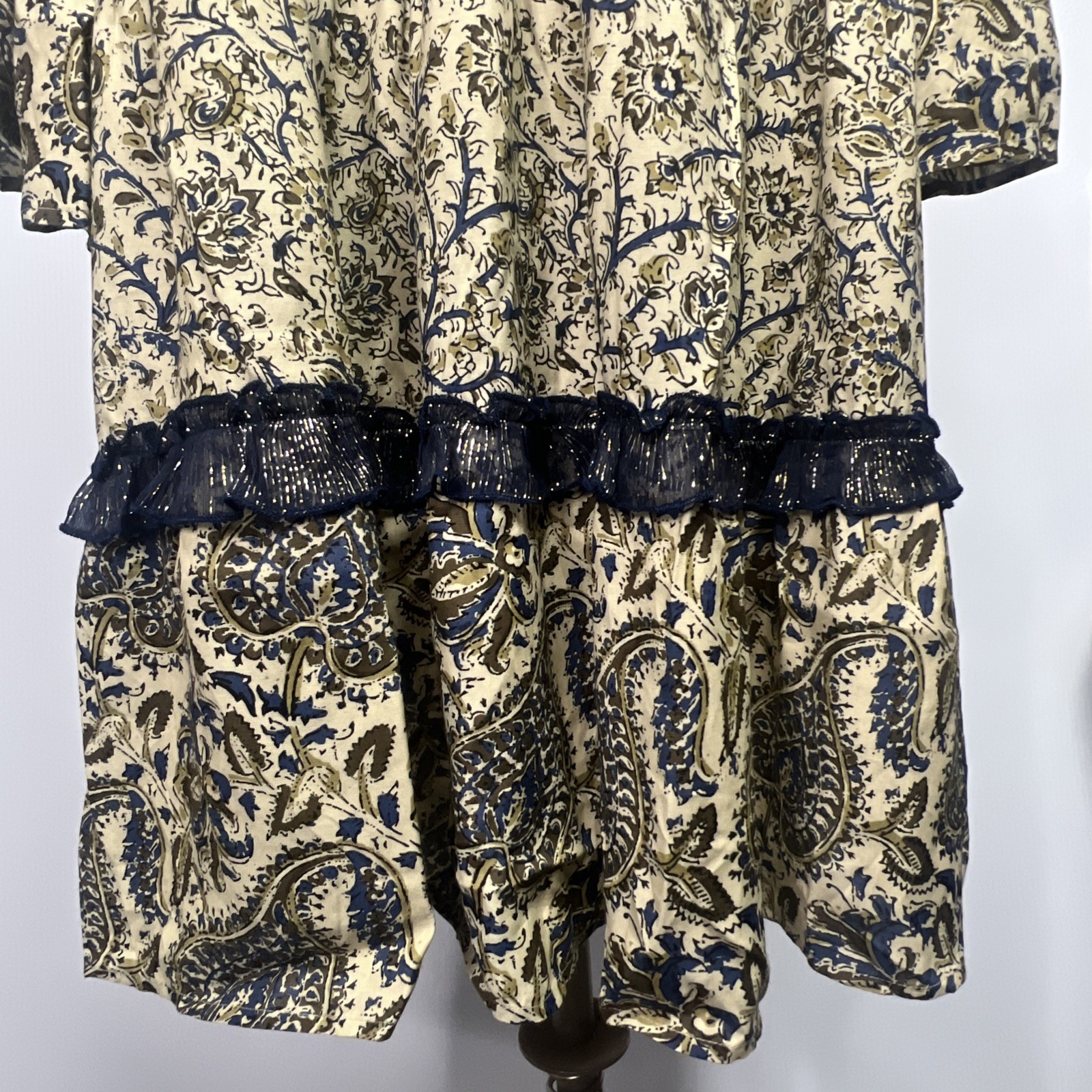 Miss June Paris Luxe Boho Paisley Embellished Bell Sleeve Tunic Dress L