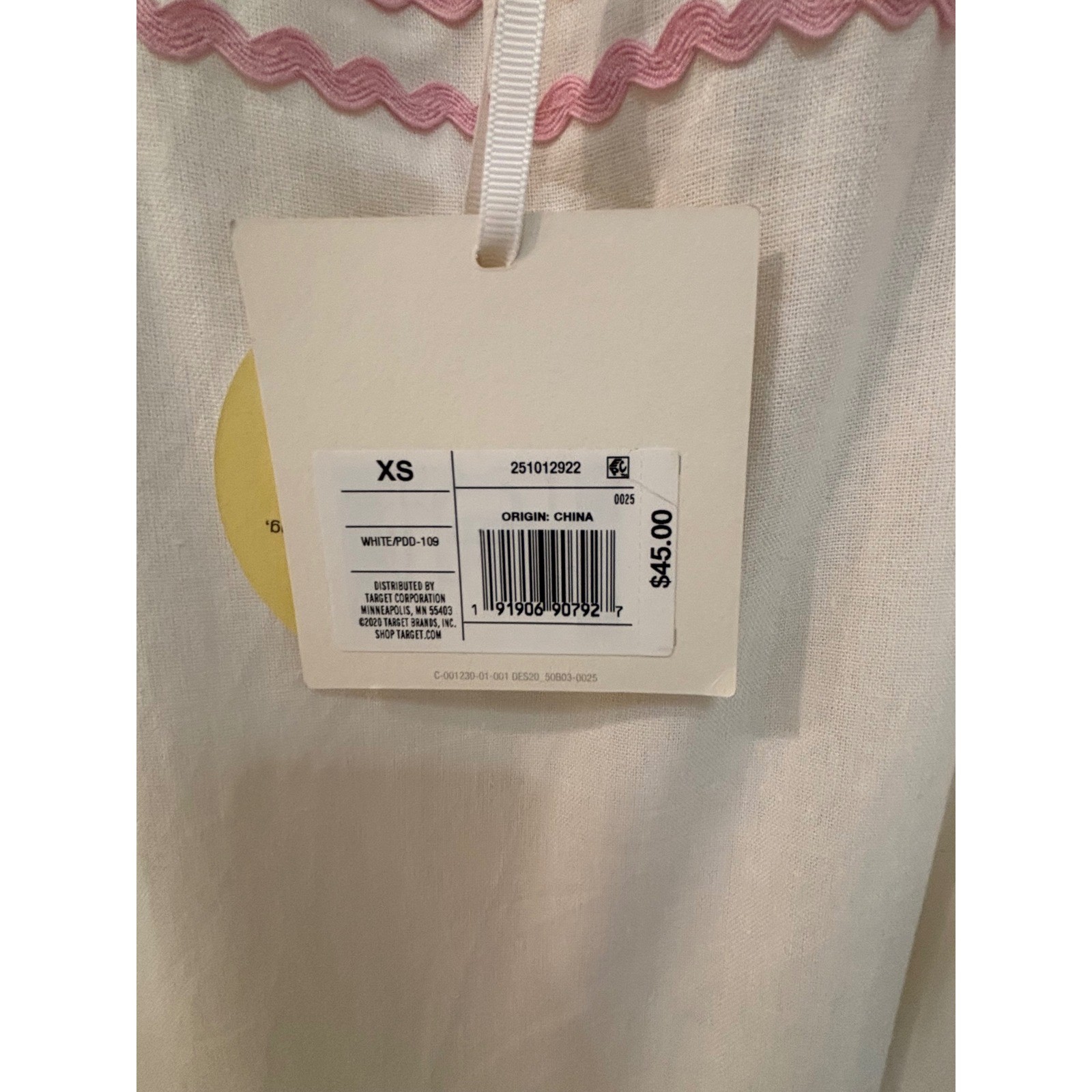 Lisa Marie Fernandez Target Ric-Rac Mini Dress White Pink Yellow XS NWT