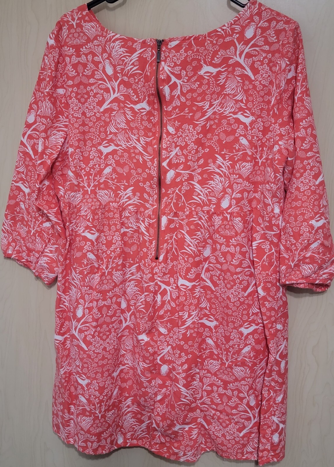 Old Navy Round Neck Dress Womens Sz LG all over print Animals Birds 3/4 Sleeve