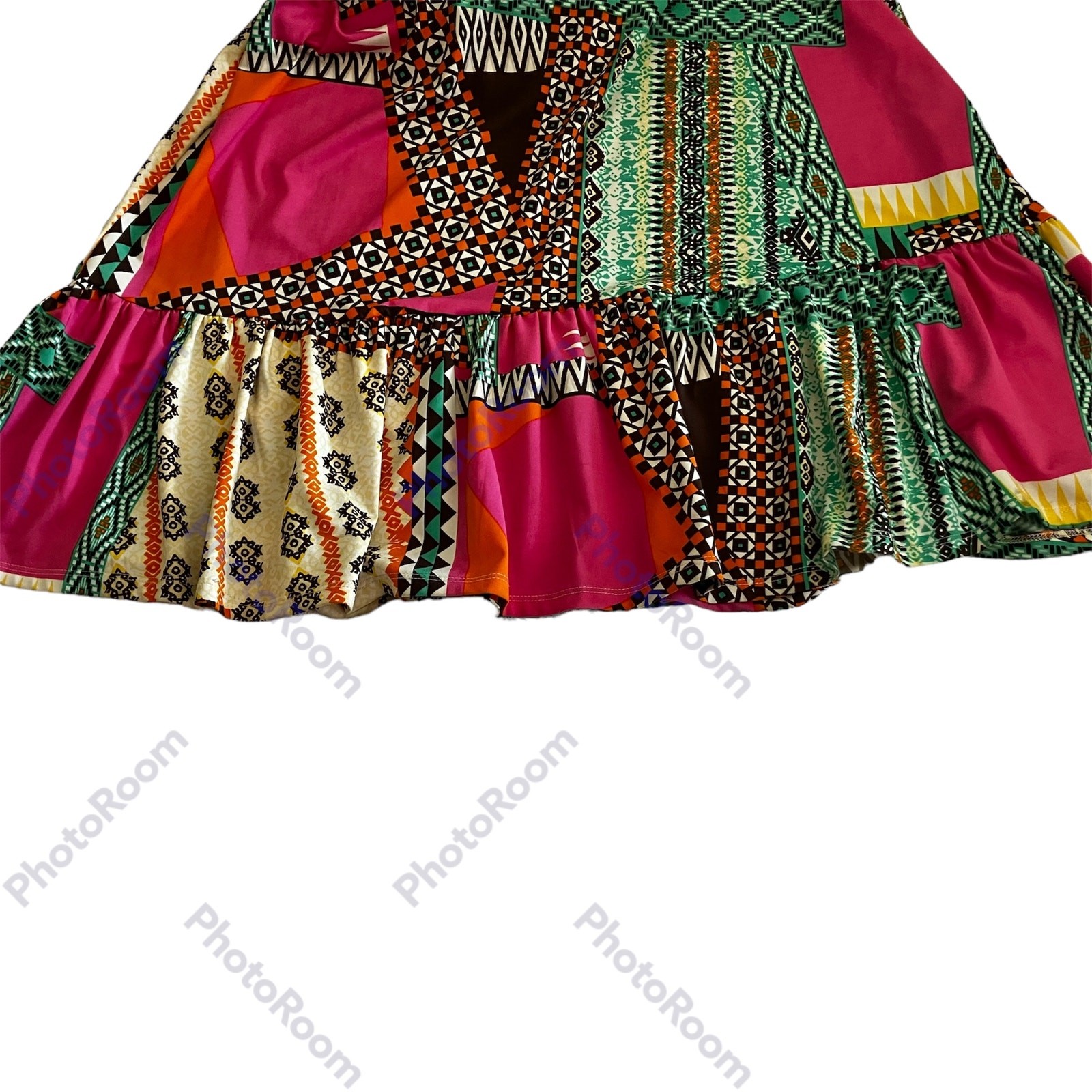 New Directions Dress Womens Multicolor SZ S Patchwork Maxi Macrame Bodice Hippie