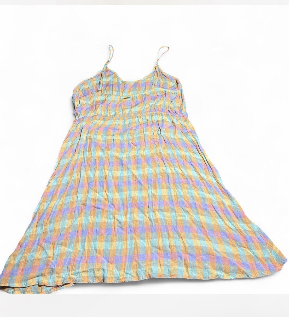 Billabong “As If” Gingham Mini Dress , Size L, Pastel