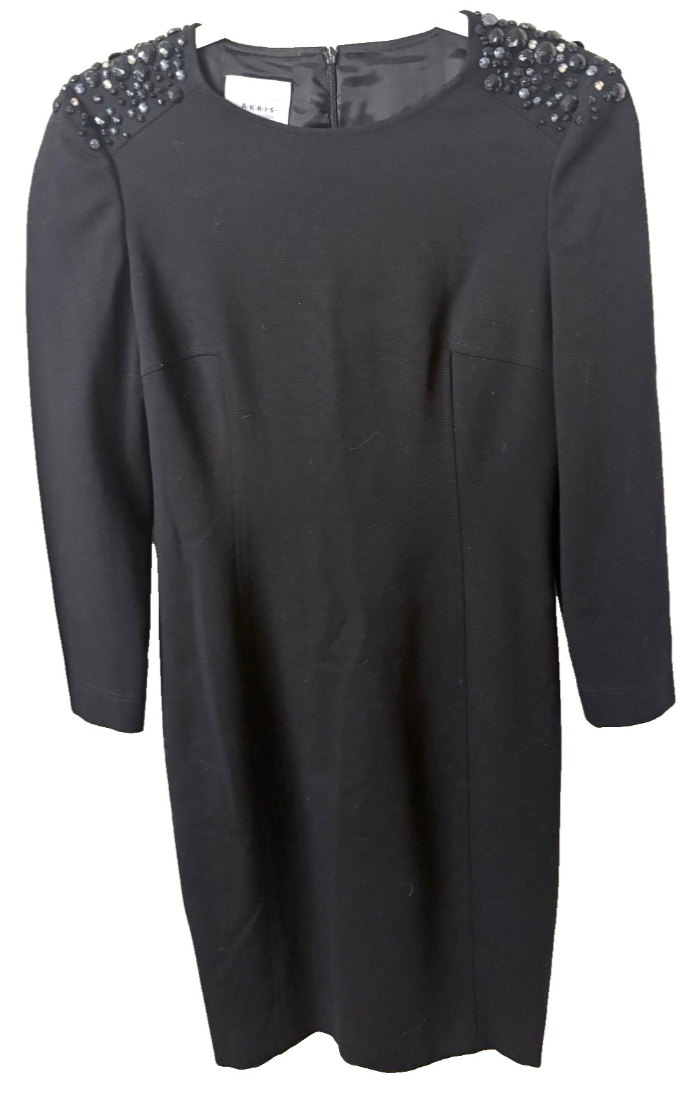 Akris Punto Black Beaded Shoulder Dress Size 4