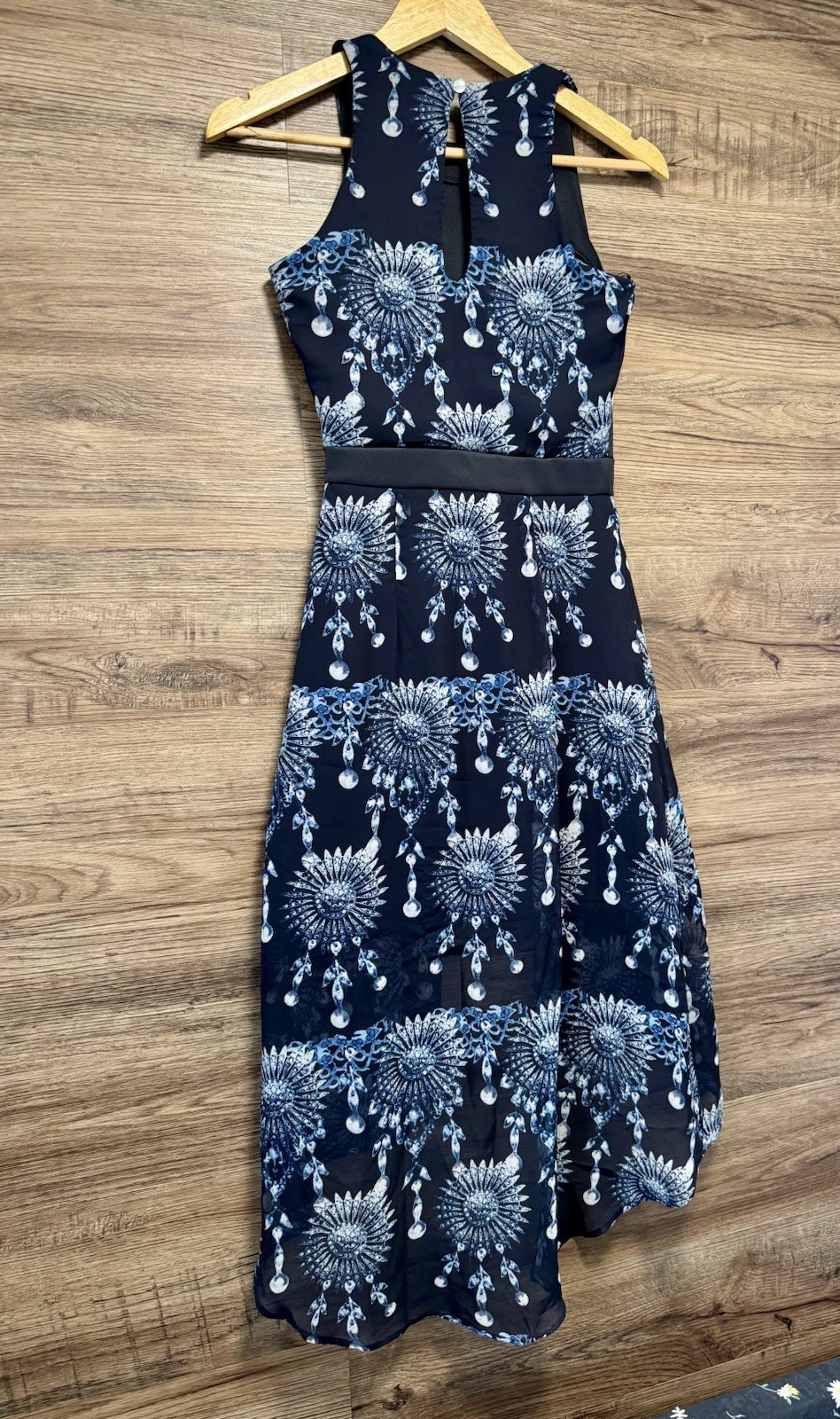 Atmosphere Limited Edition High-Low Party Dress – Size 8 – Blue Mandala Print