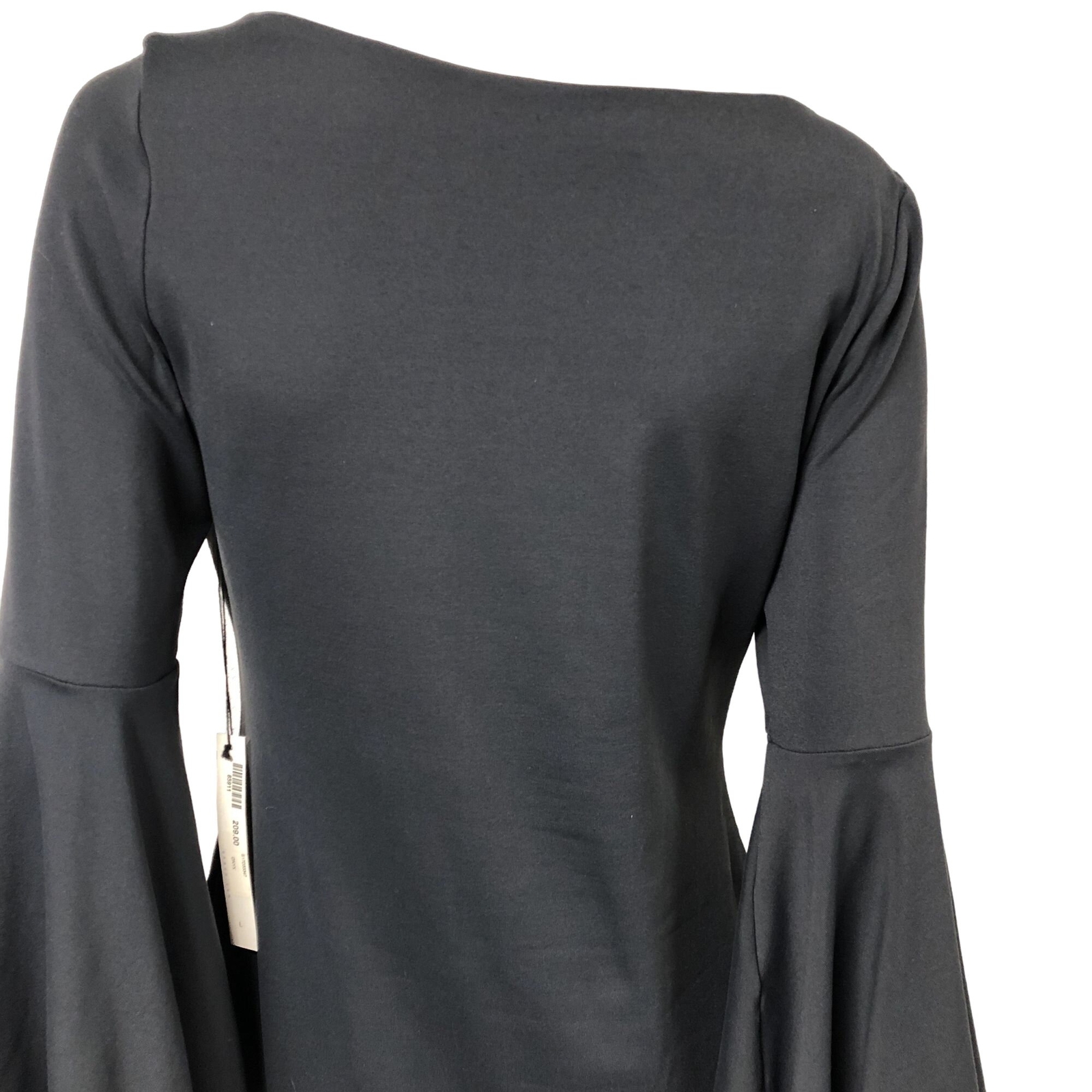 Susana Monaco Arabella Split Bell Sleeve Mini Dress Onyx NWT Womens Size L Large