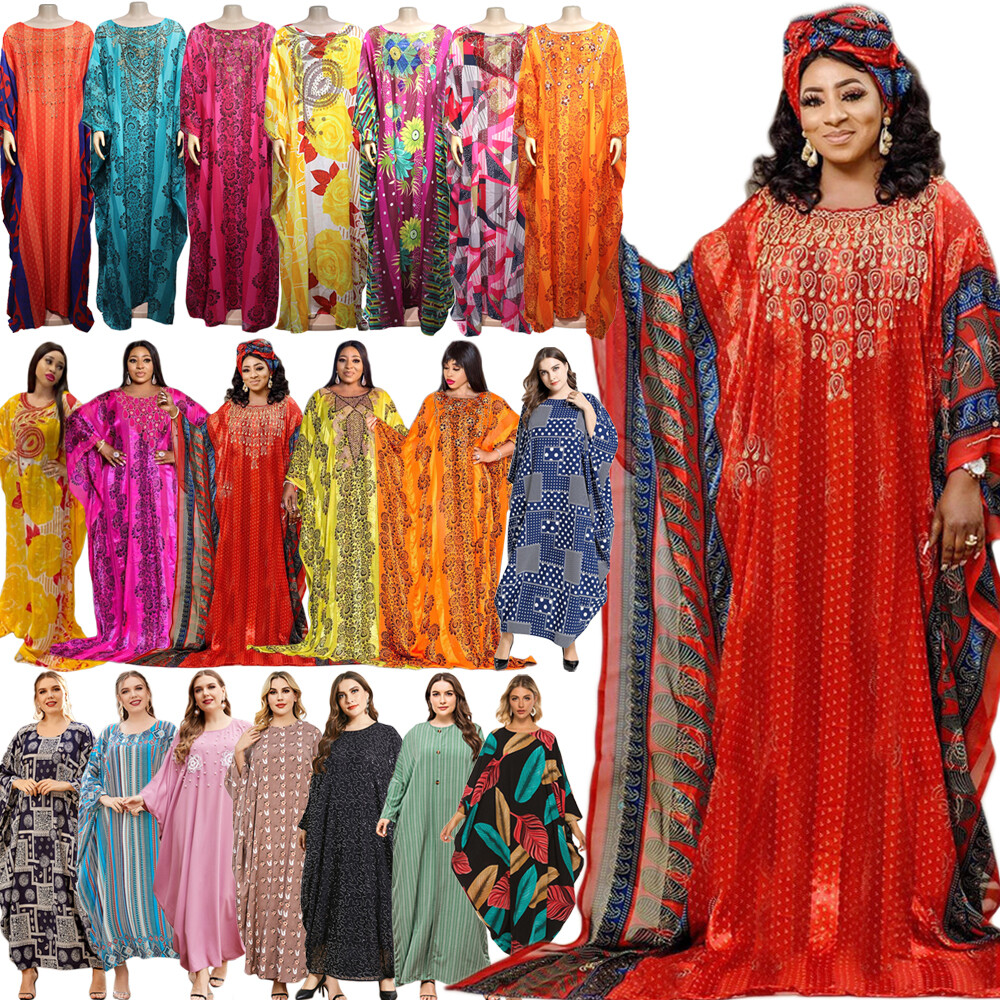 African Dashiki Women Long Dress Dubai Abaya Moroccan Kaftan Party Gown Islamic