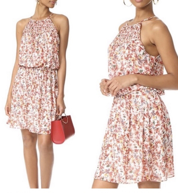 JOIE Reinelde NWOT Floral 100% Silk Mini Blouson Dress S