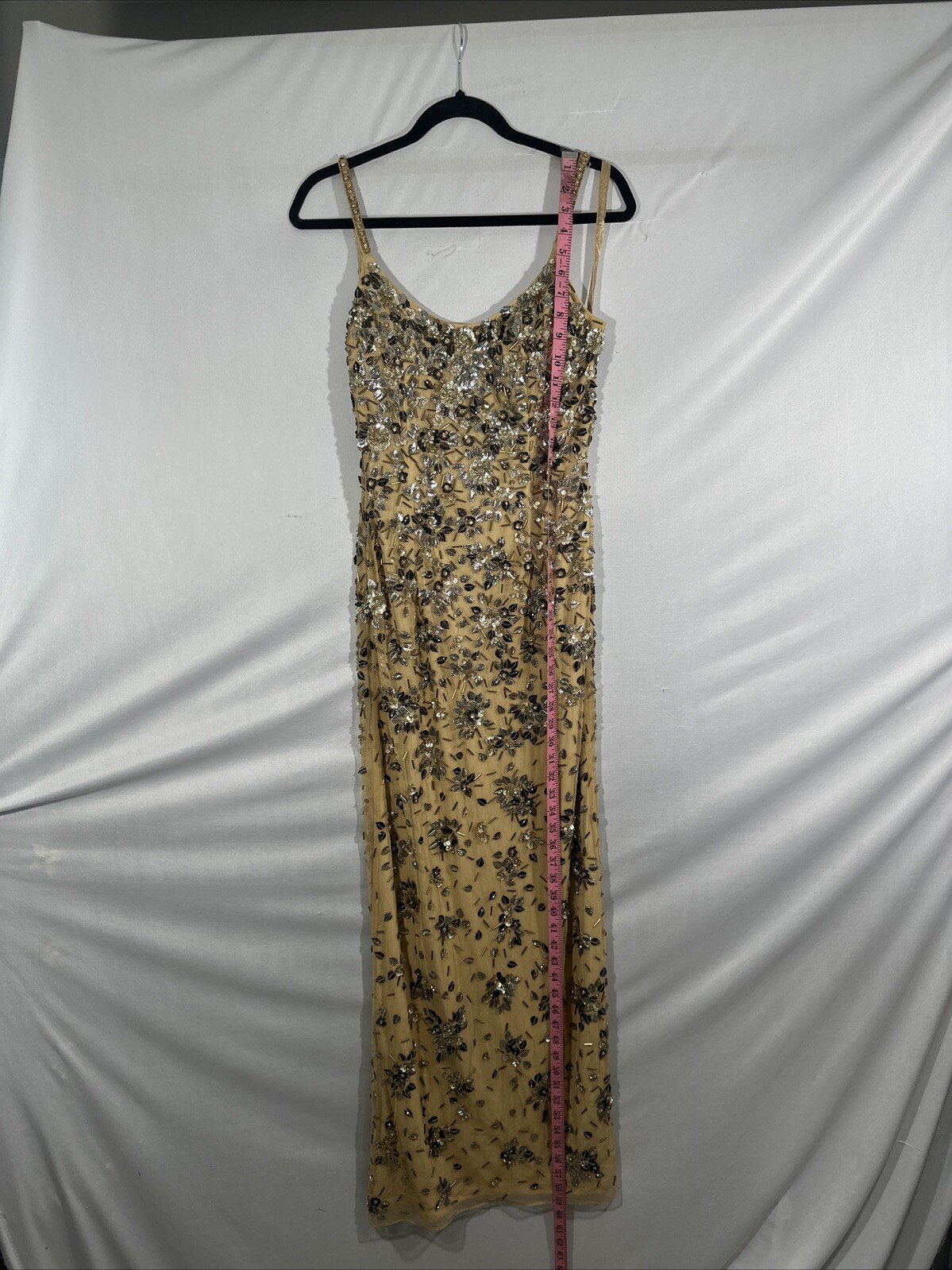 NWT $598 Mac Duggal [ 6 ] 5477 Floral Embellished Scoop Neck Gown Gold S1620