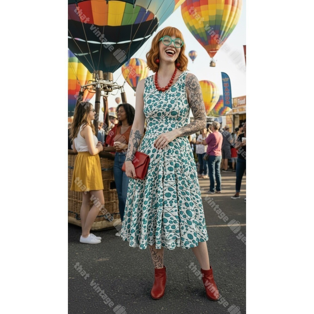 Effie’s Heart MODCLOTH Retro Pin Up Bubble Dots Flare Dress, Small
