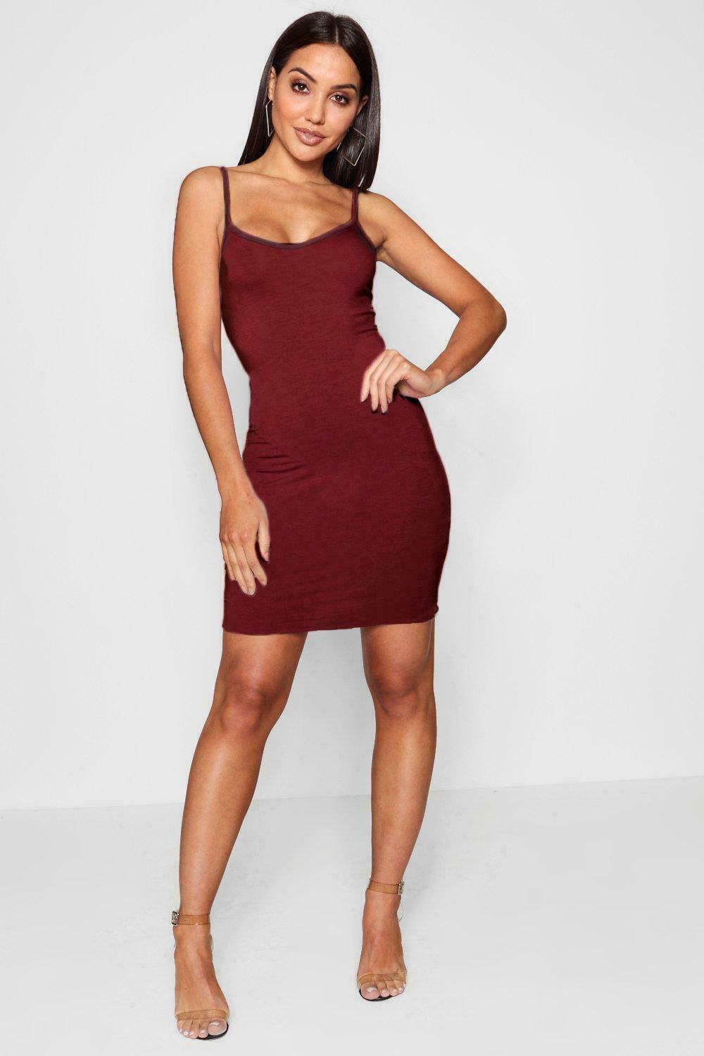 CAMI TUNIC BODYCON DRESS SLEEVELESS WOMEN TANK STRAPPY MINI SLING DRESS