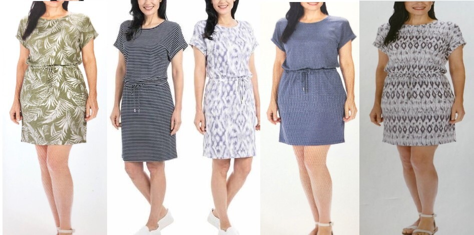 Hilary Radley Ladies Printed Short Sleeve Tie Waist Dress S-XXL NWT