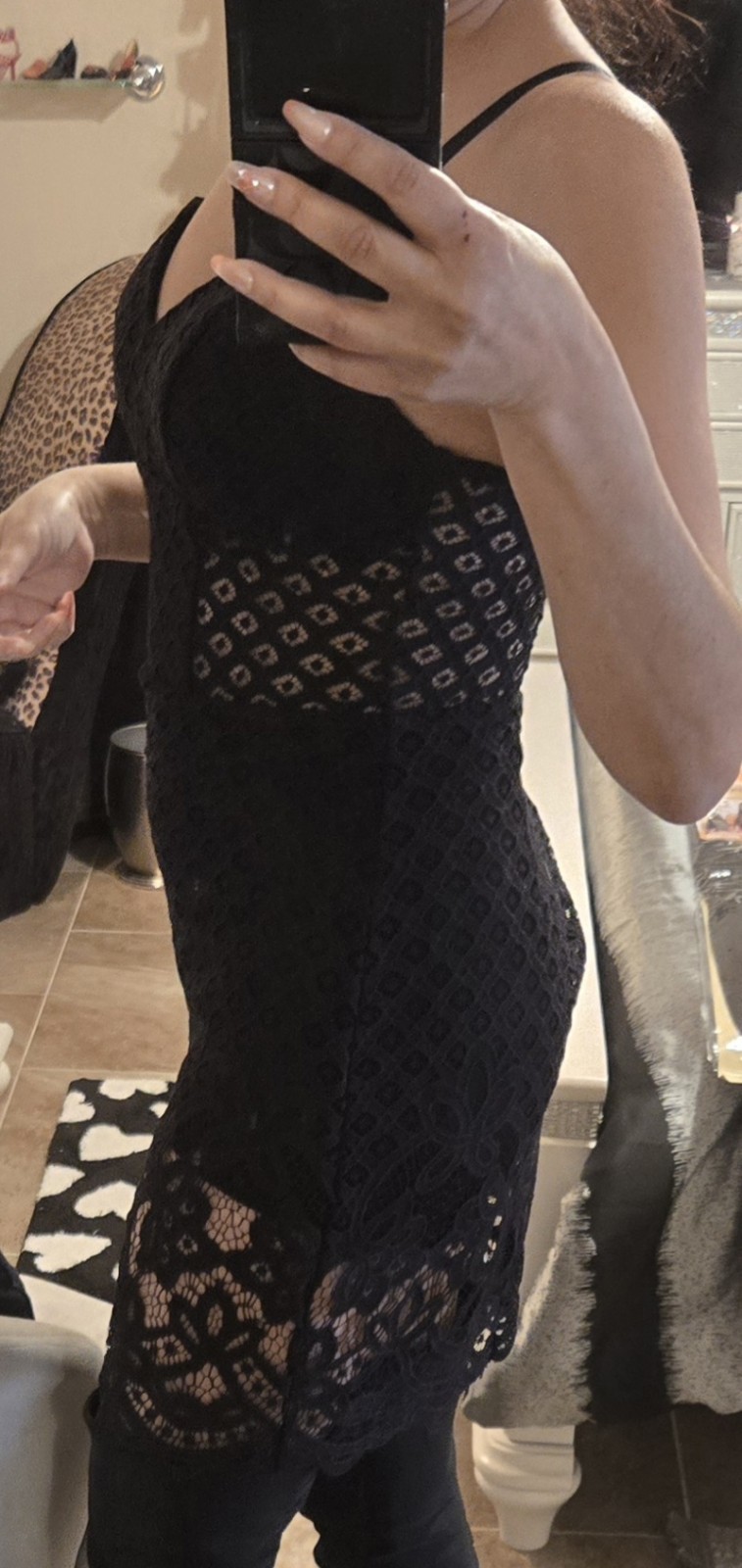 Lingerie Inspired Alix Black Lace Mini Dress Sweetheart Bodice Edgy Chic Size 6