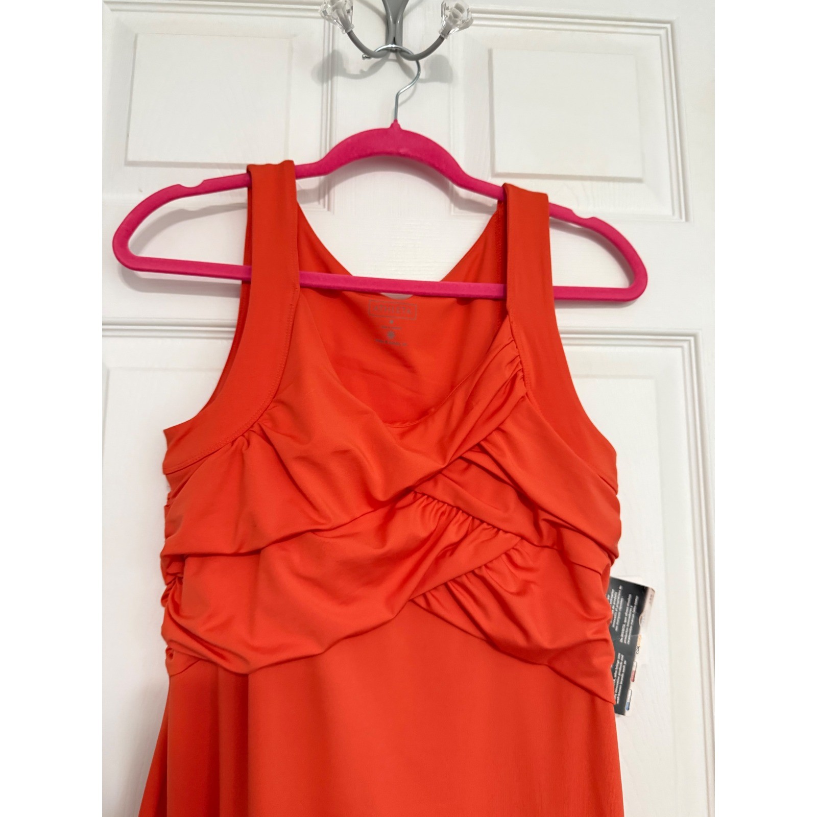 Athleta Orange Ruched Crossover Active Dress Women’s Med Lycra Sport Athleisure