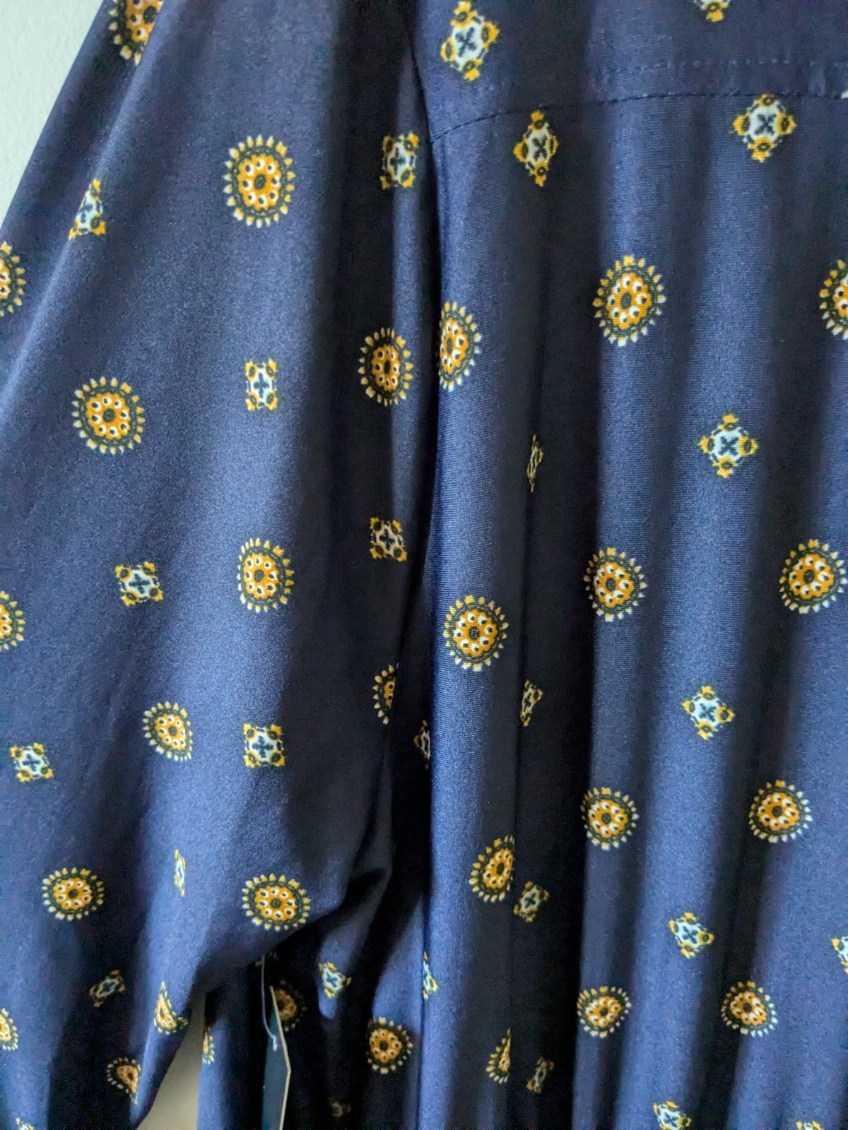 “Always Indigo” Plus Size 2X Navy Blue & Gold Collared Dress