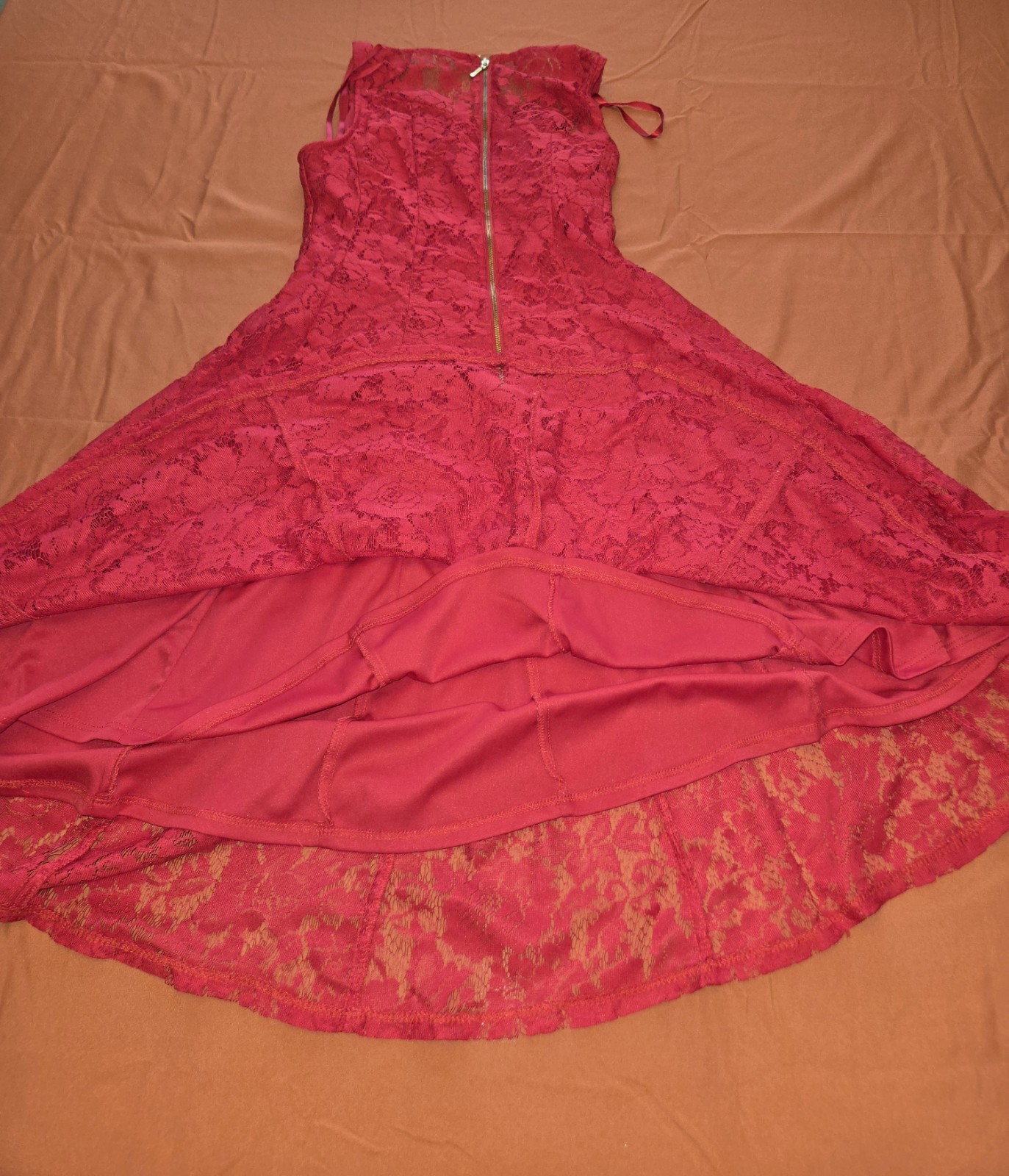 Roz&Ali Red Lace Sleeveless A-Line Floral Dance